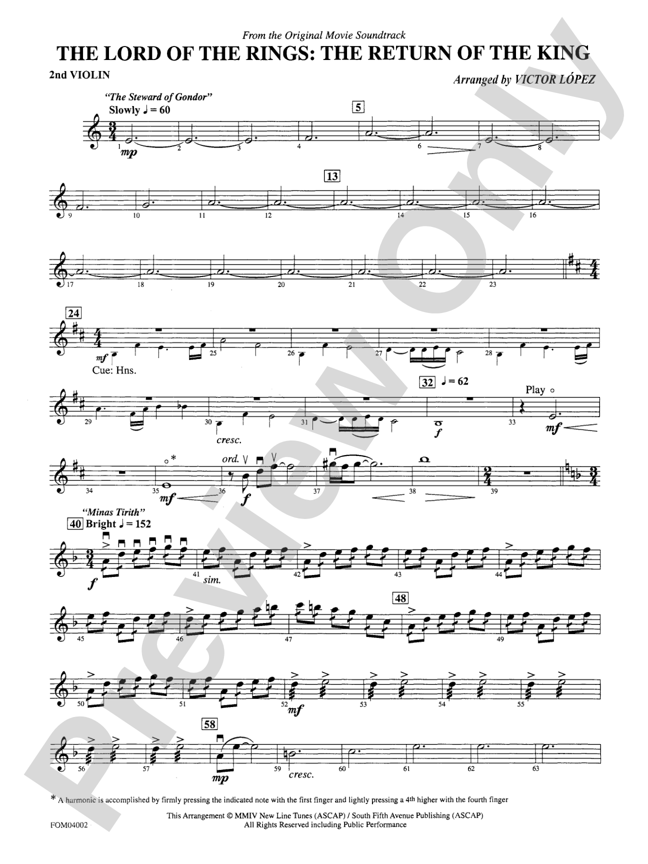 The Lord of the Rings: The Return of the King, Suite from: 2nd Violin