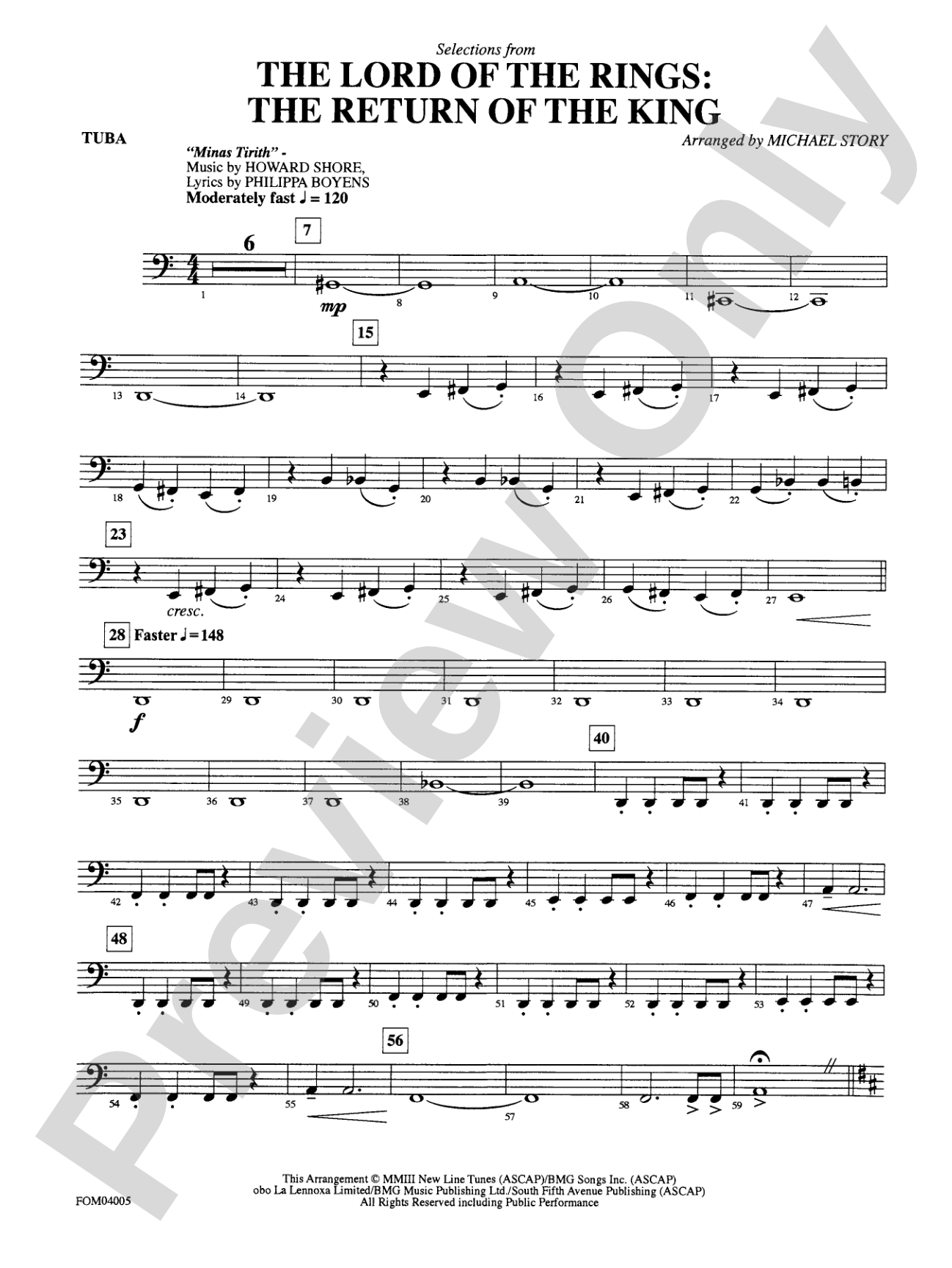 The Lord of the Rings: The Return of the King, Selections from: Tuba