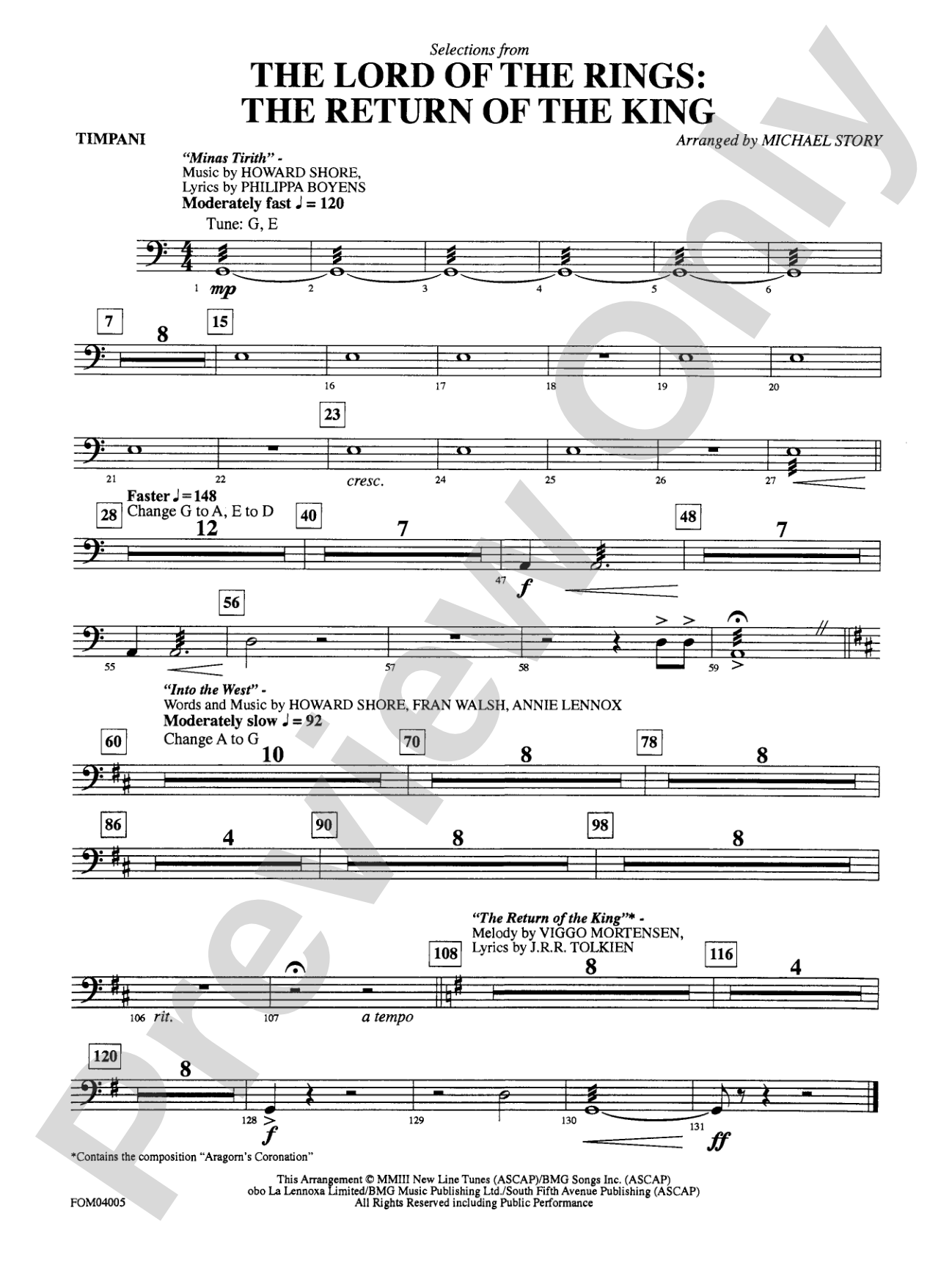 The Lord of the Rings: The Return of the King, Selections from: Timpani