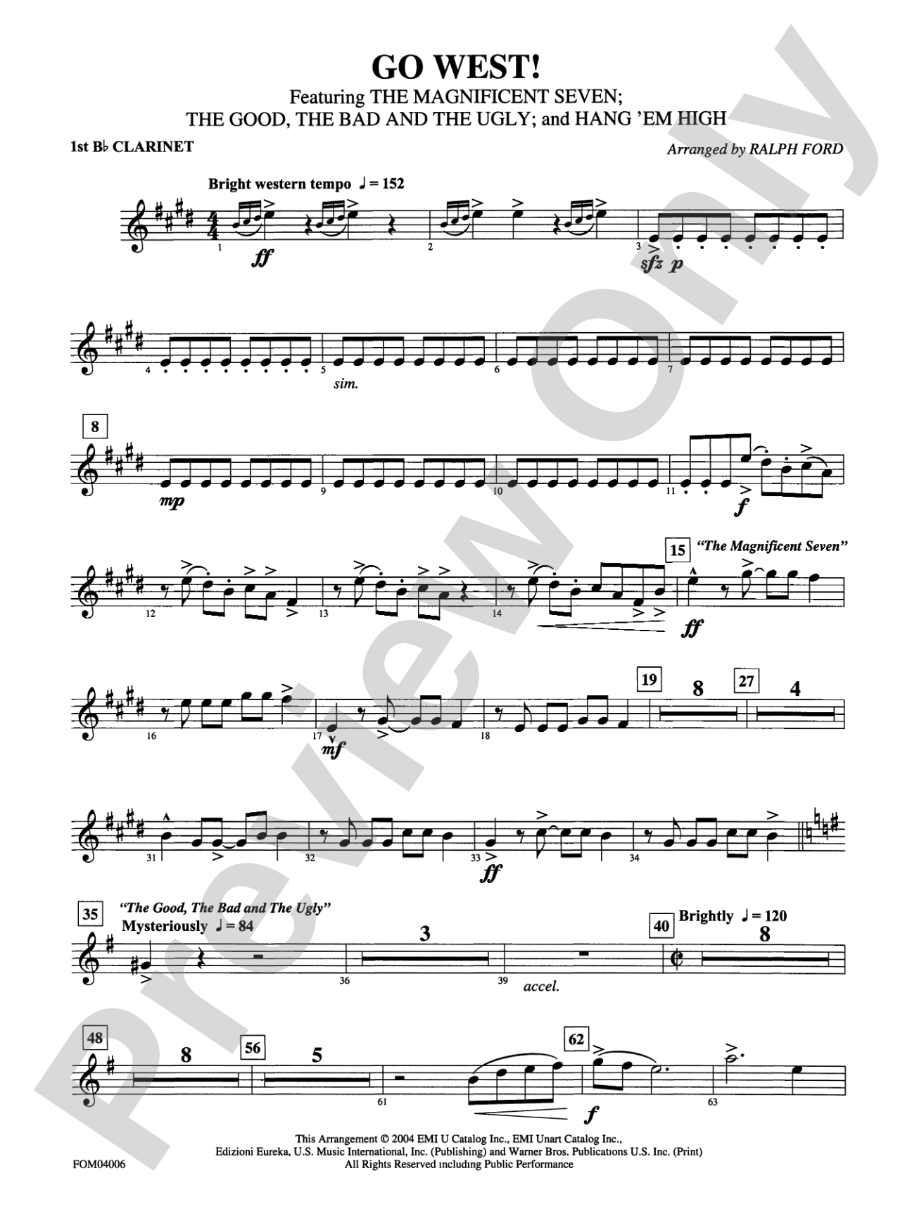 Go West! (Medley): 1st B-flat Clarinet