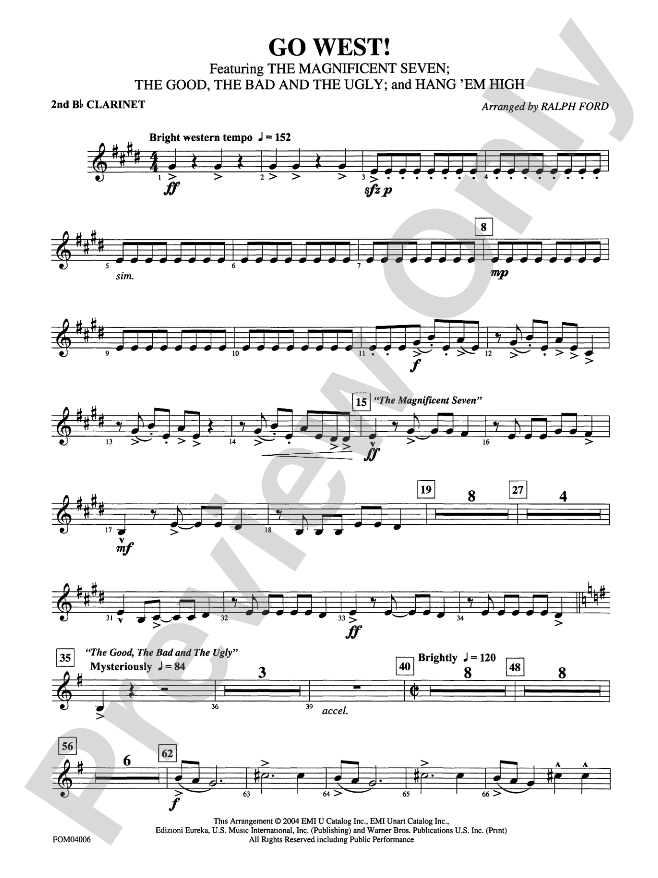 Go West! (Medley): 2nd B-flat Clarinet