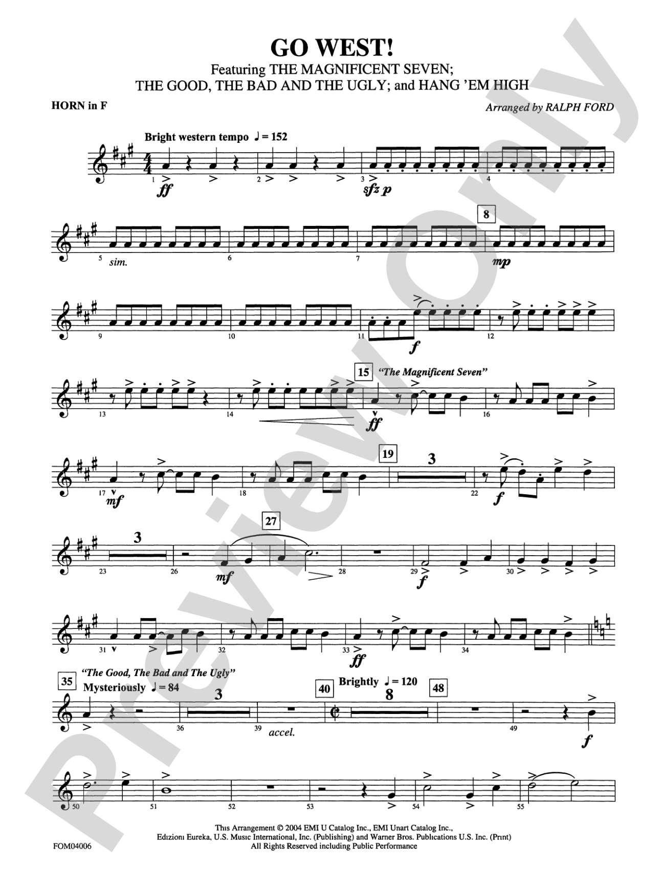 Go West! (Medley): 1st F Horn