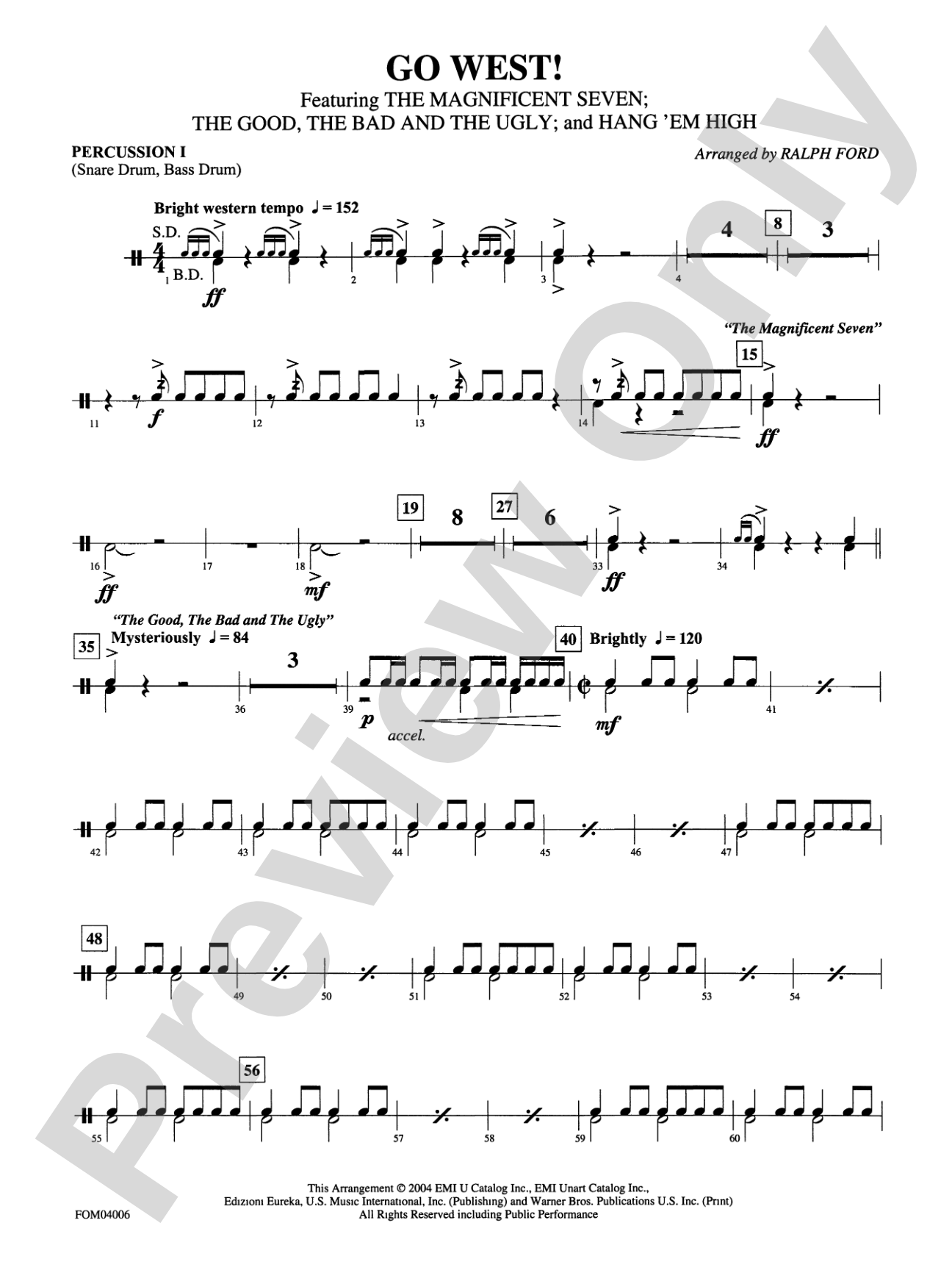 Go West! (Medley): 1st Percussion