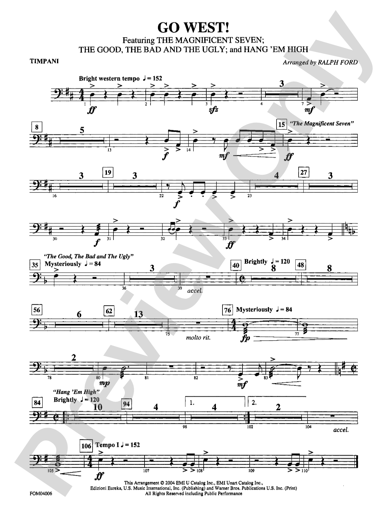 Go West! (Medley): Timpani