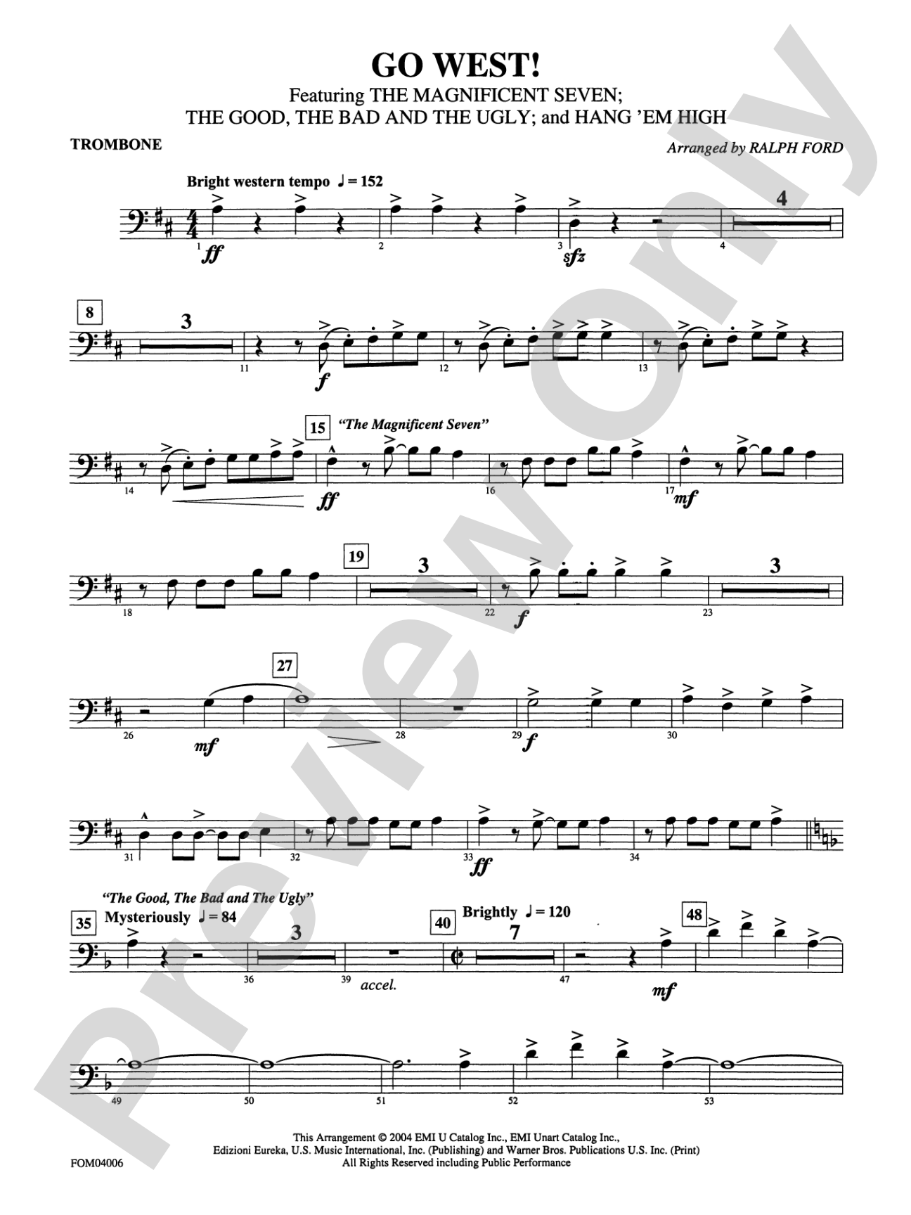 Go West! (Medley): 1st Trombone