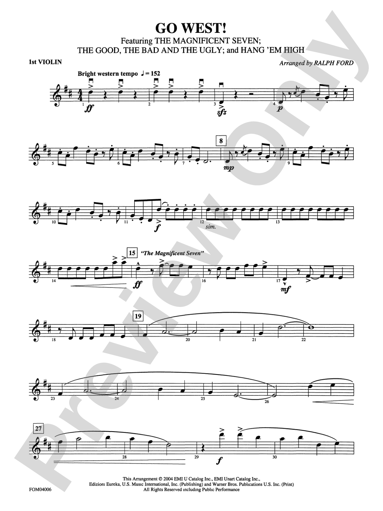 Go West! (Medley): 1st Violin