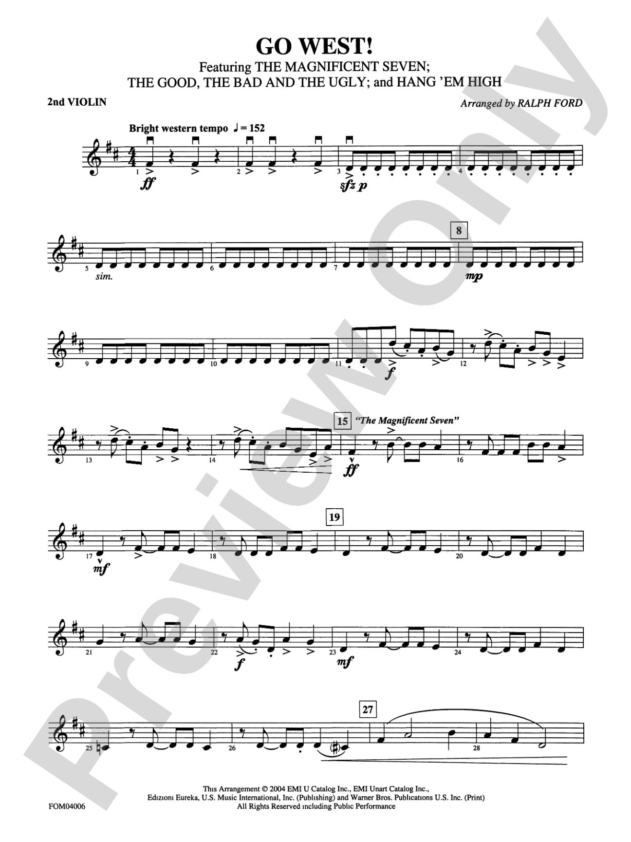 Go West! (Medley): 2nd Violin