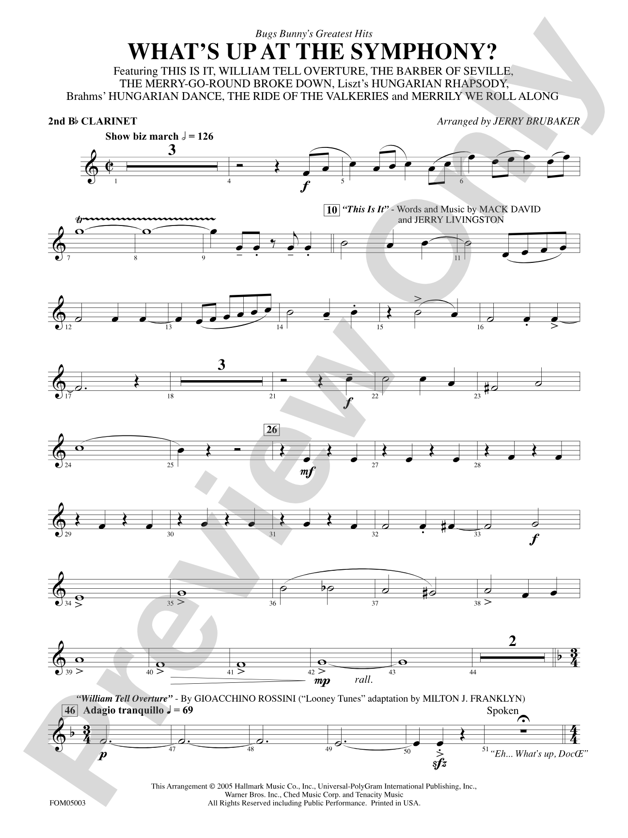 What's Up at the Symphony? (Bugs Bunny's Greatest Hits): 2nd B-flat Clarinet