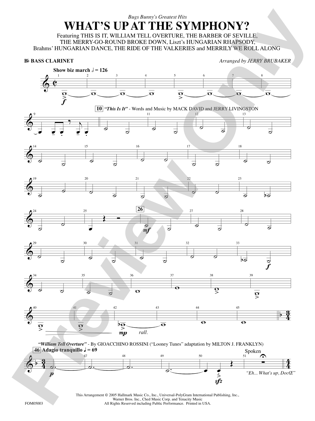 What's Up at the Symphony? (Bugs Bunny's Greatest Hits): B-flat Bass Clarinet
