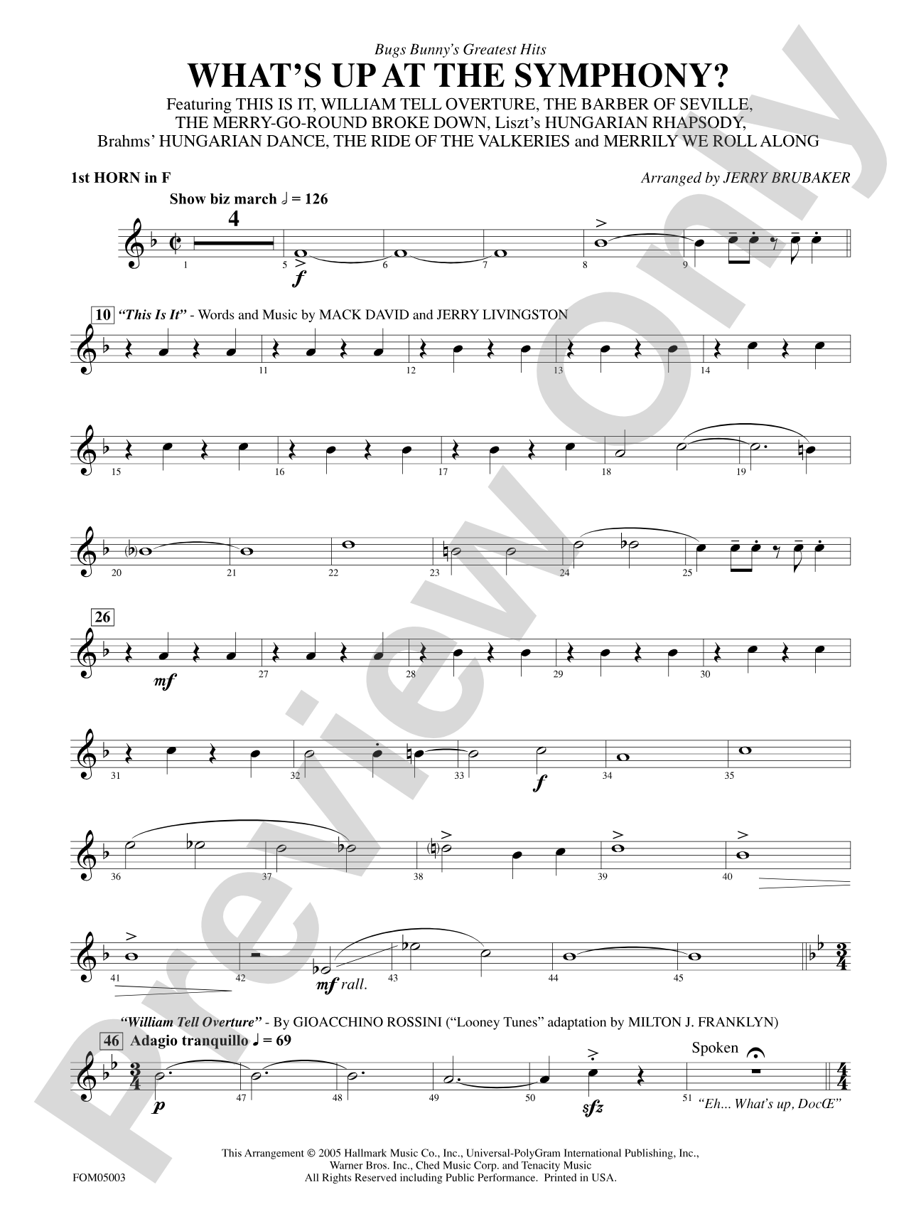 What's Up at the Symphony? (Bugs Bunny's Greatest Hits): 1st F Horn