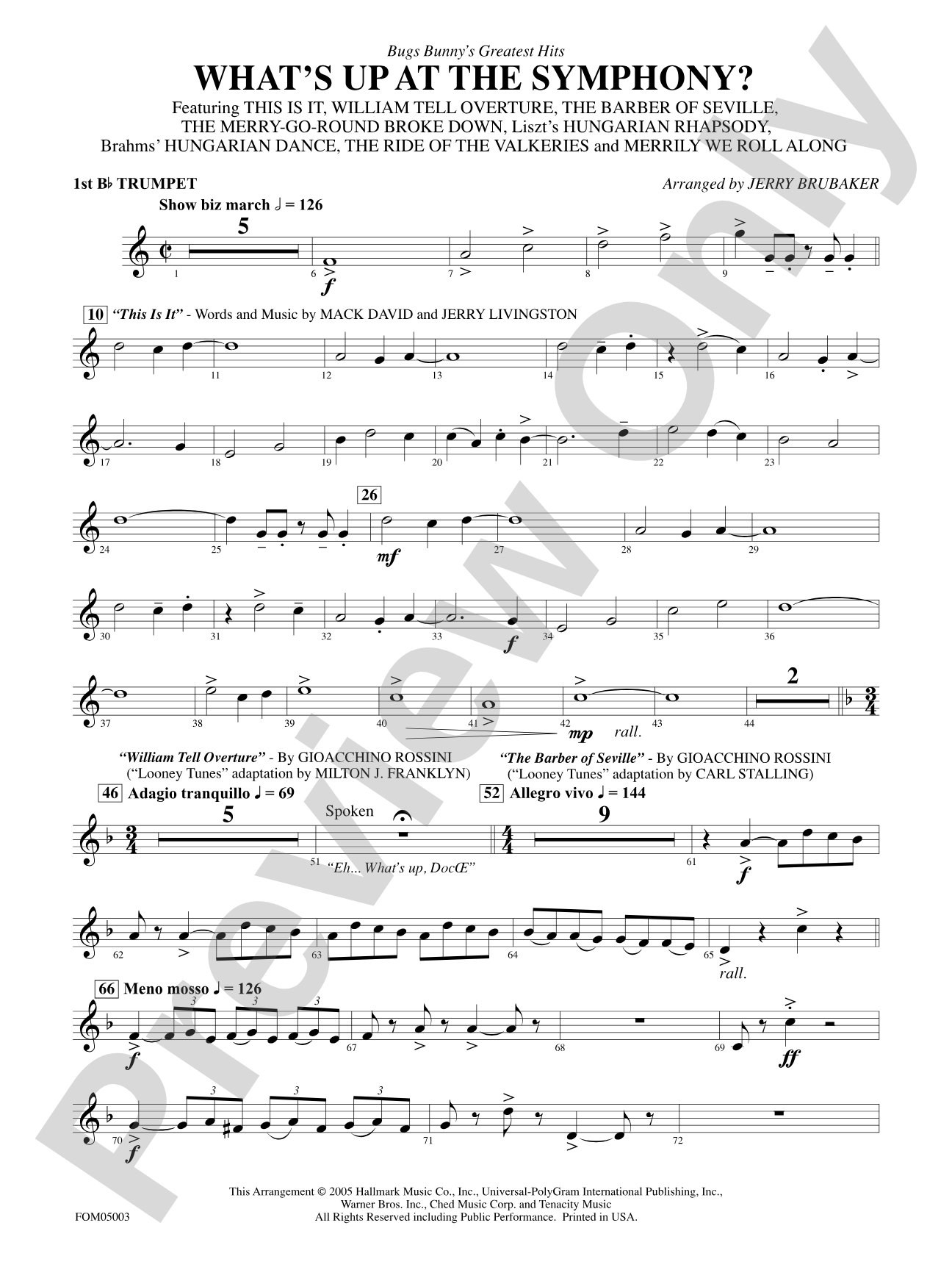 What's Up at the Symphony? (Bugs Bunny's Greatest Hits): 1st B-flat Trumpet