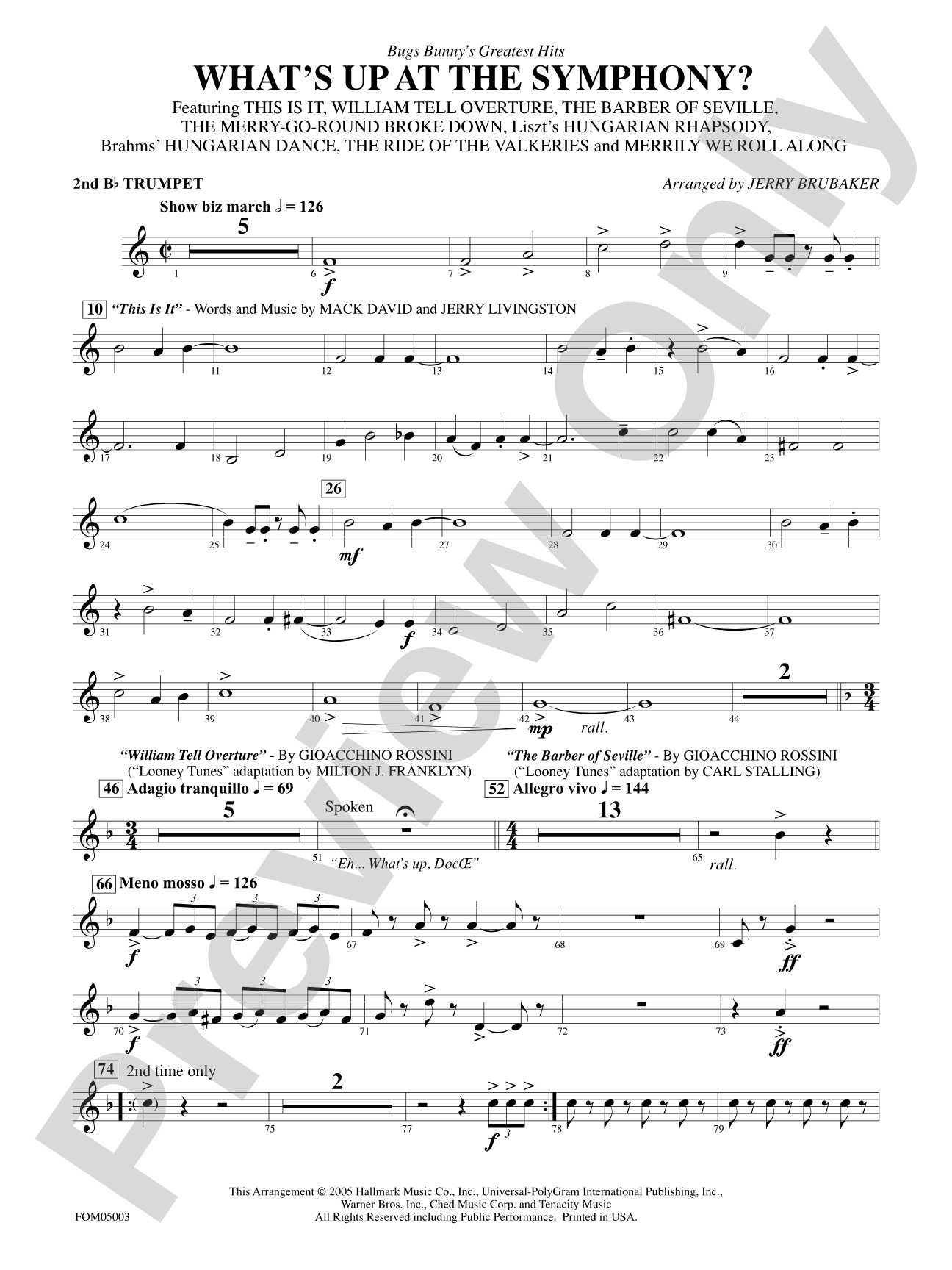 What's Up at the Symphony? (Bugs Bunny's Greatest Hits): 2nd B-flat Trumpet