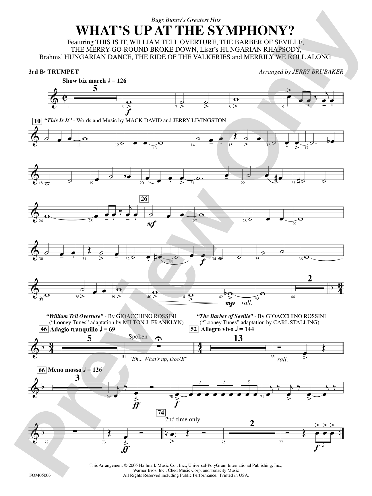 What's Up at the Symphony? (Bugs Bunny's Greatest Hits): 3rd B-flat Trumpet