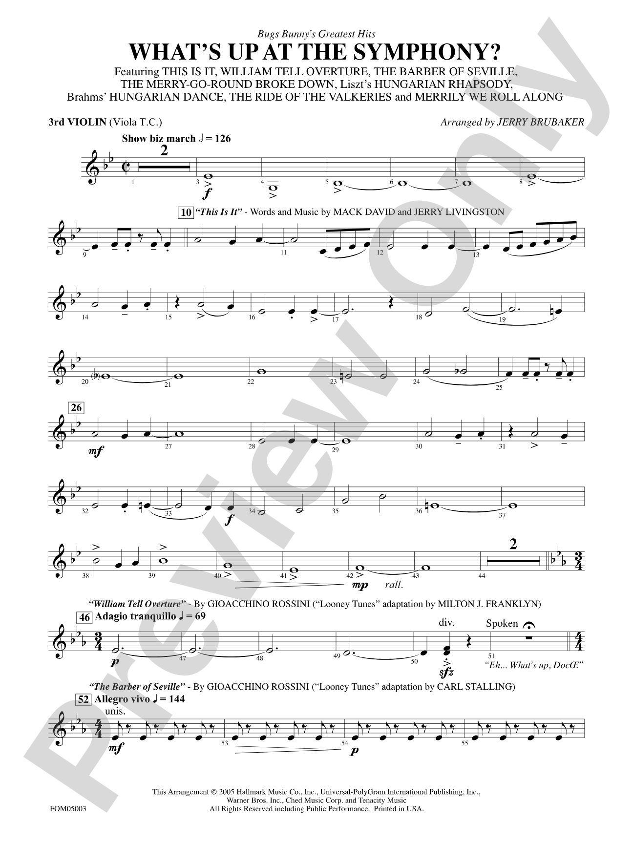 What's Up at the Symphony? (Bugs Bunny's Greatest Hits): 3rd Violin (Viola [TC])