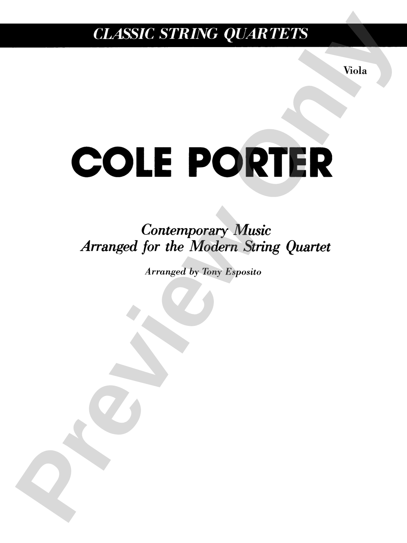 Cole Porter (Classic String Quartets): Viola