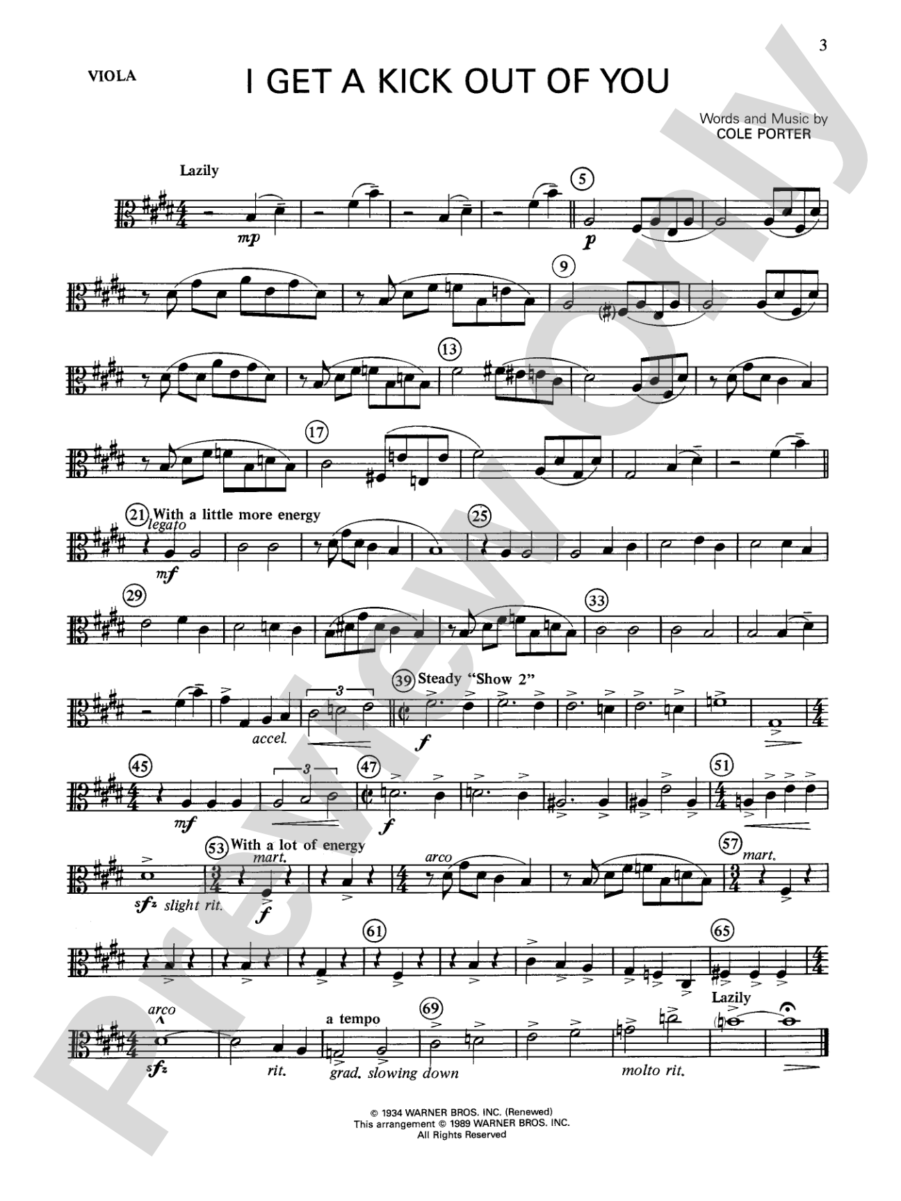 Cole Porter (Classic String Quartets): Viola