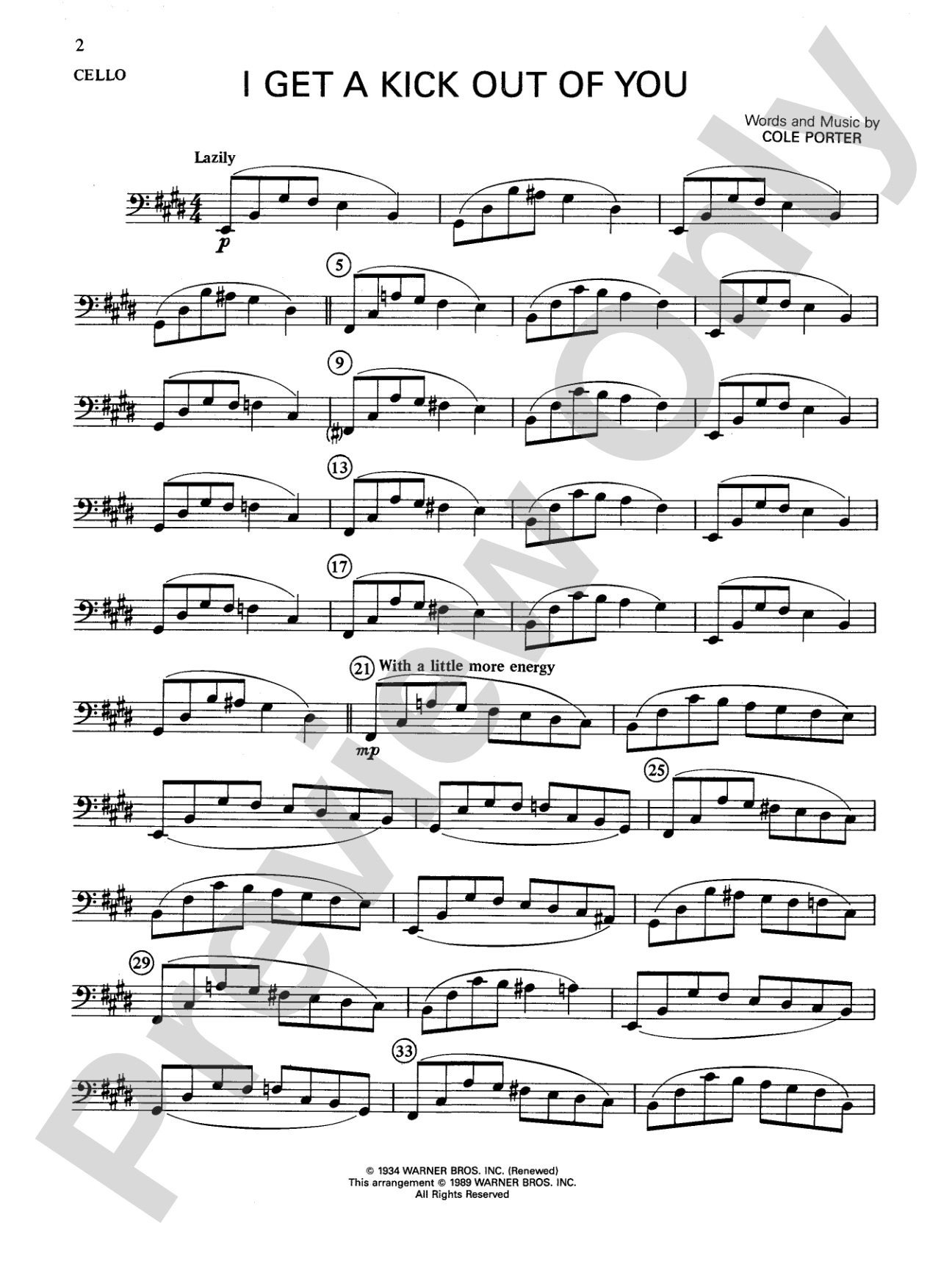 Cole Porter (Classic String Quartets): Cello