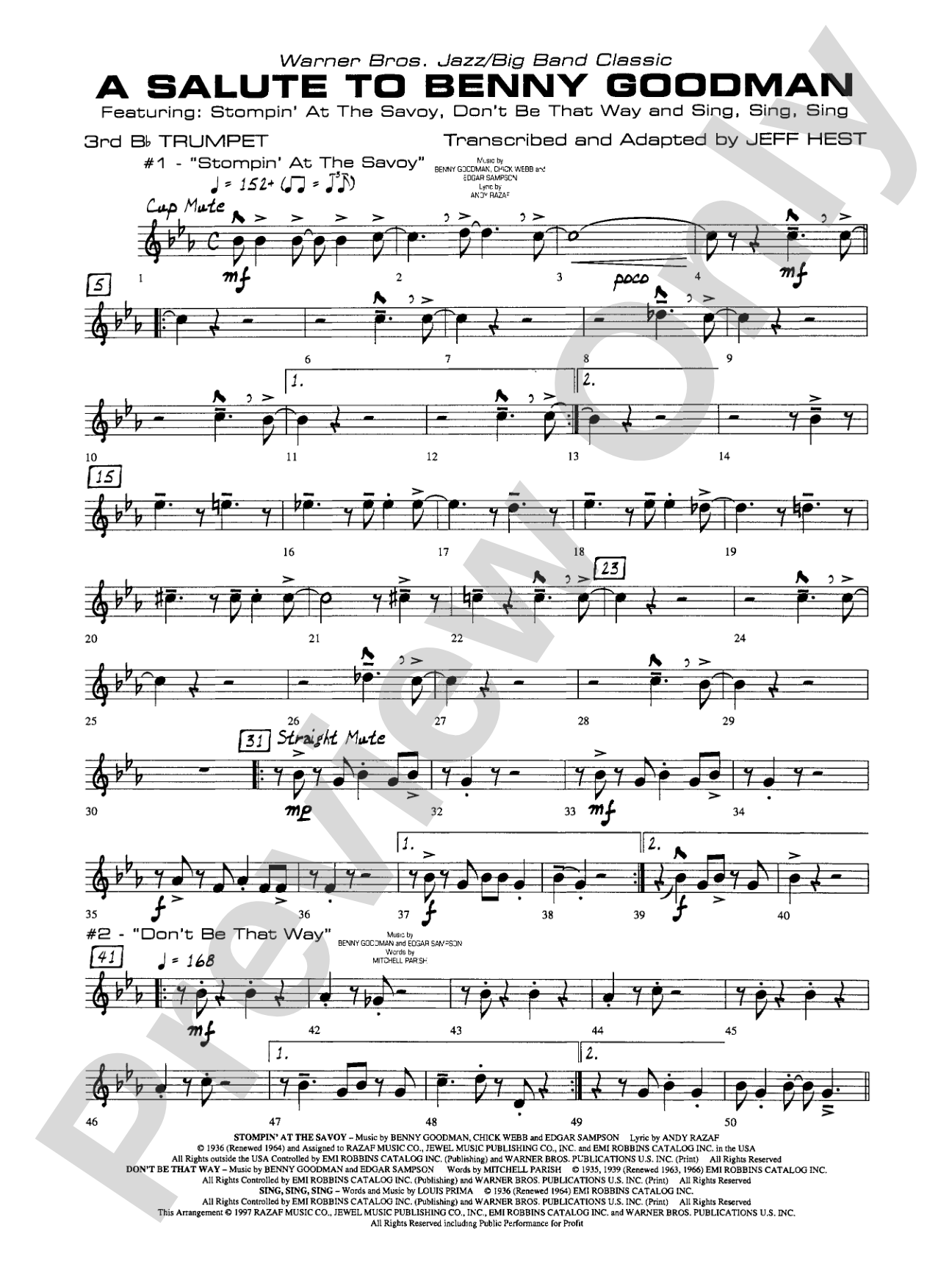A Salute to Benny Goodman: 3rd B-flat Trumpet