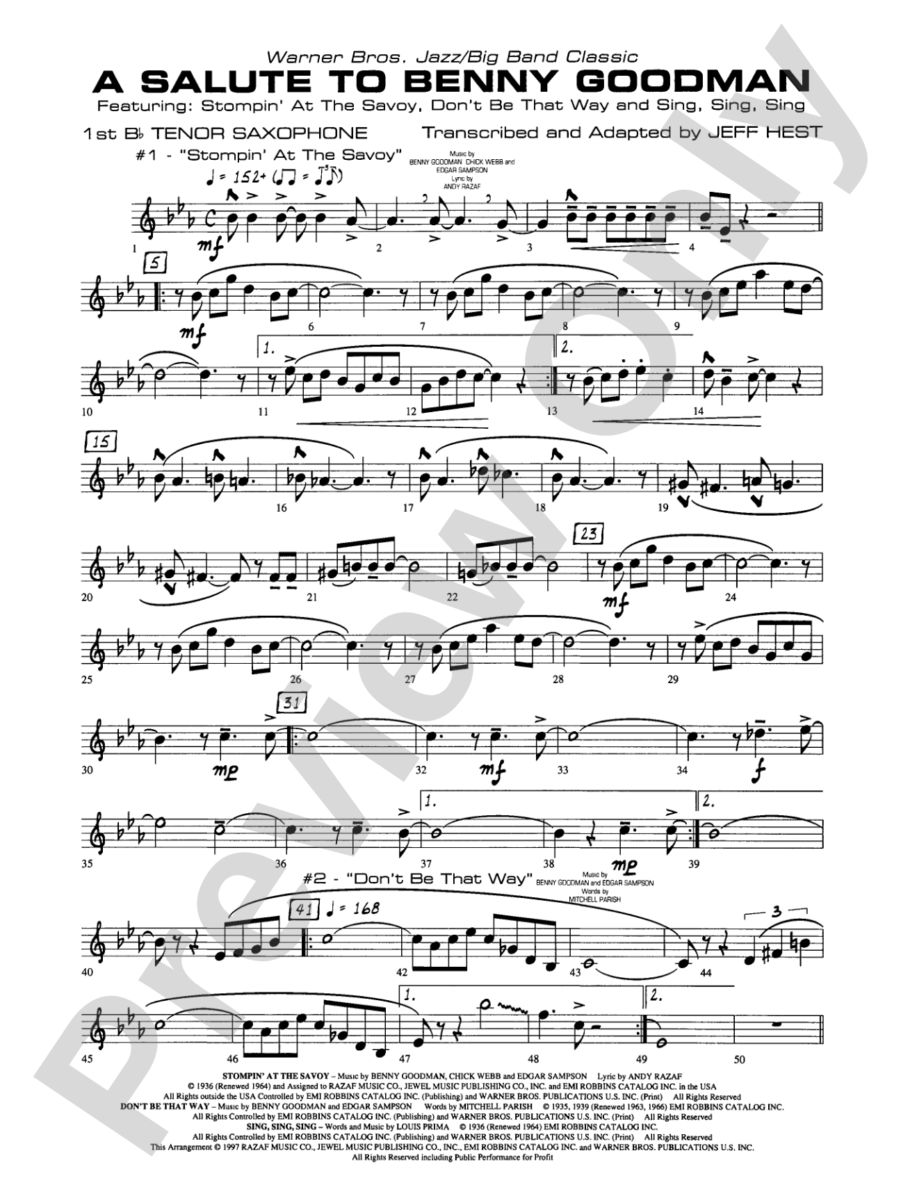 A Salute to Benny Goodman: B-flat Tenor Saxophone