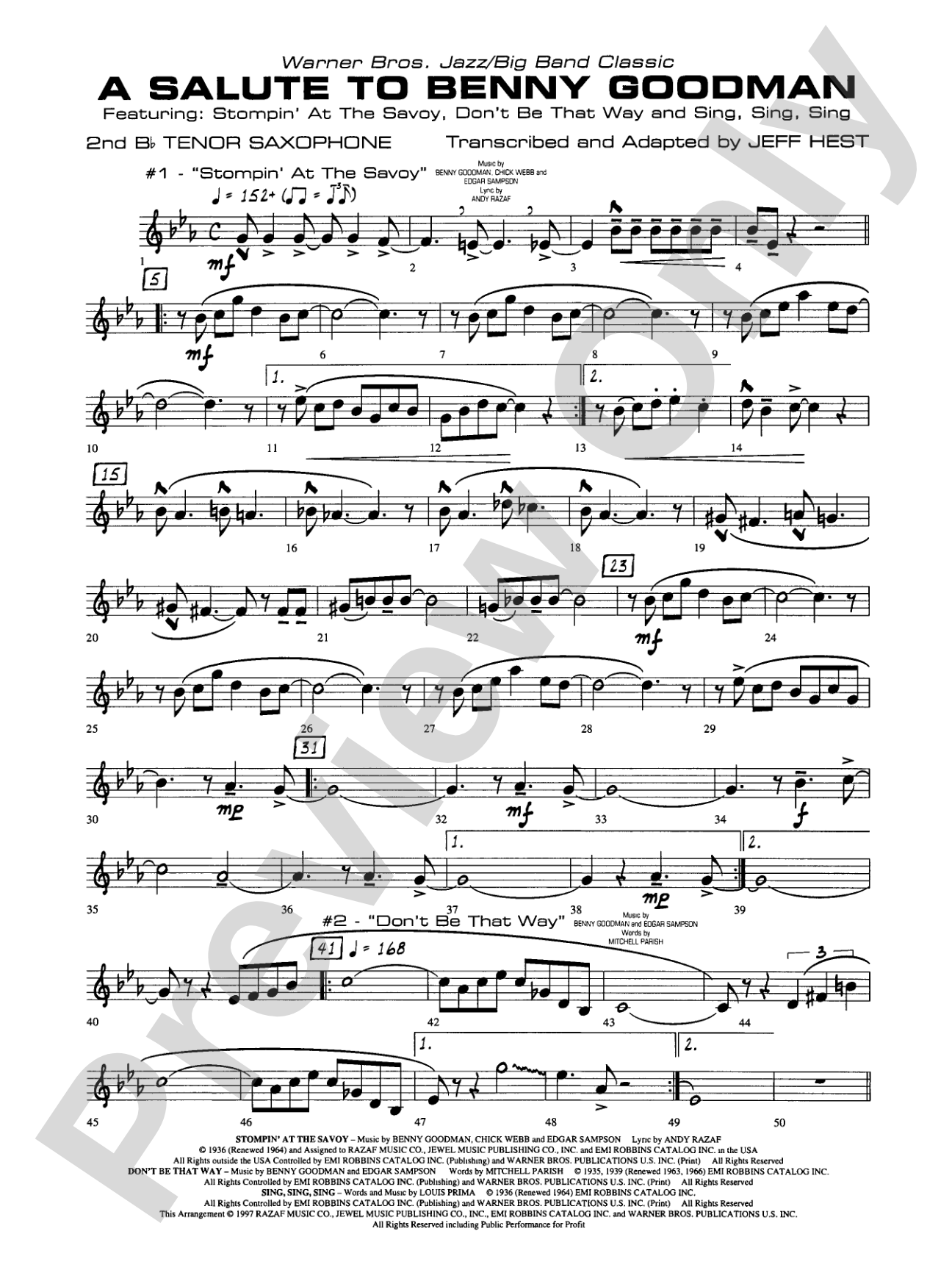 A Salute to Benny Goodman: 2nd B-flat Tenor Saxophone