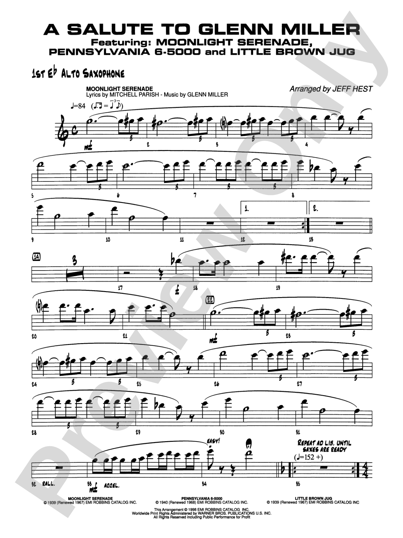 A Salute to Glenn Miller: E-flat Alto Saxophone