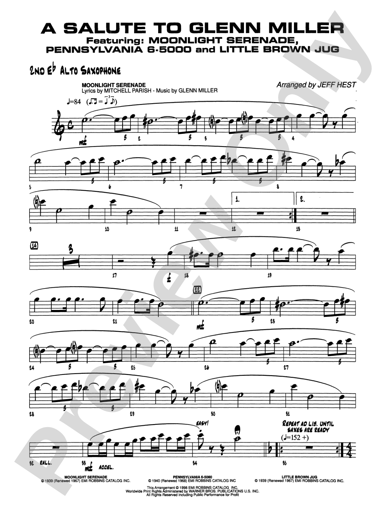 A Salute to Glenn Miller: 2nd E-flat Alto Saxophone
