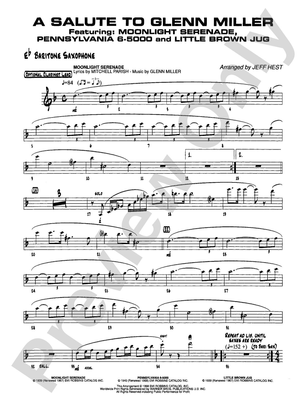 A Salute to Glenn Miller: E-flat Baritone Saxophone