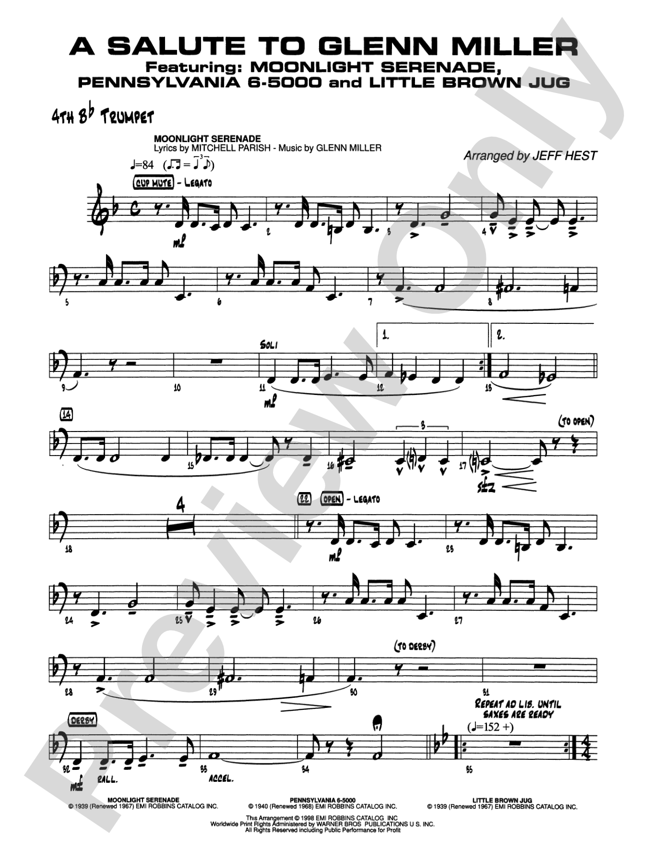 A Salute to Glenn Miller: 4th B-flat Trumpet