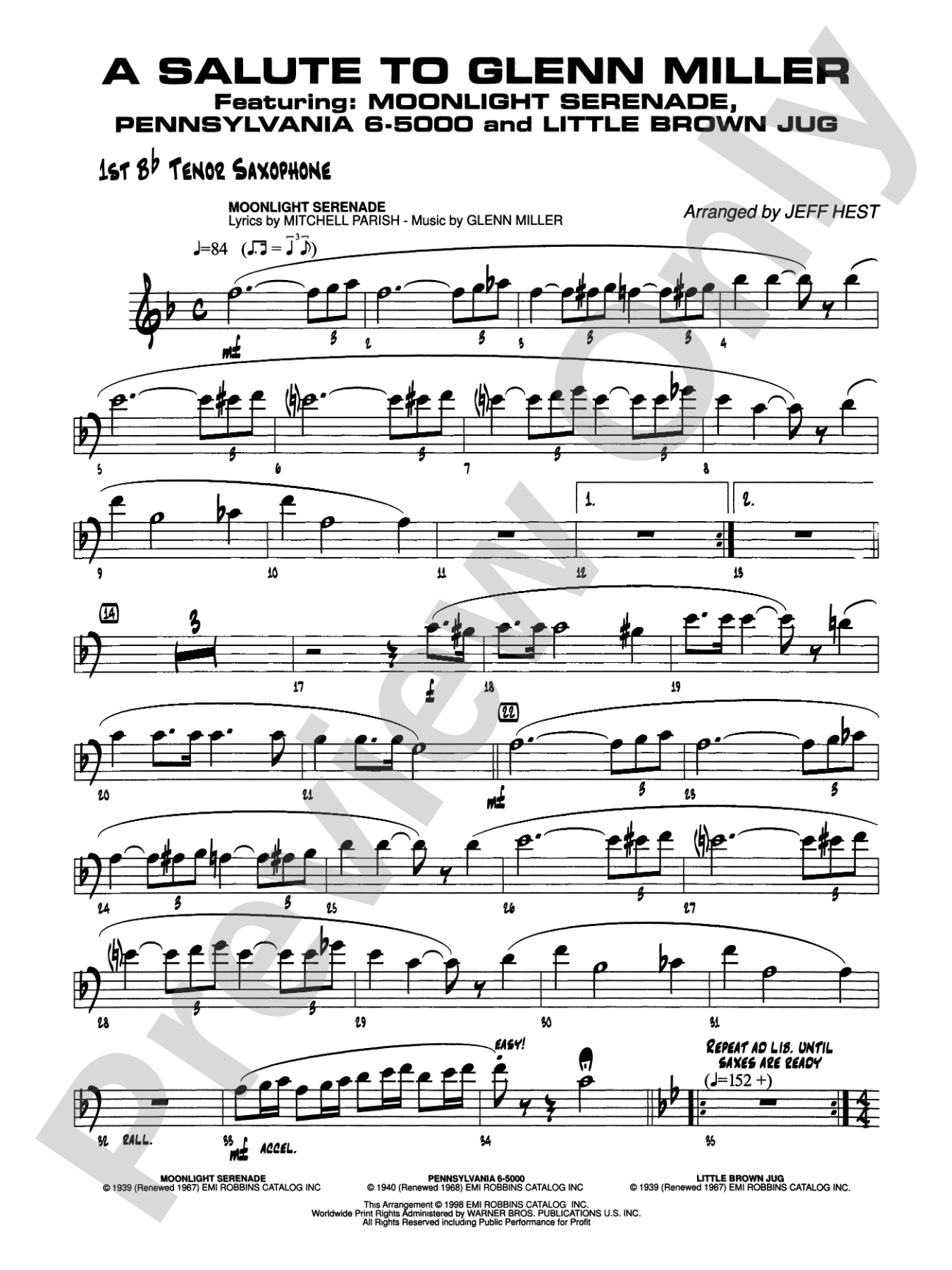 A Salute to Glenn Miller: B-flat Tenor Saxophone