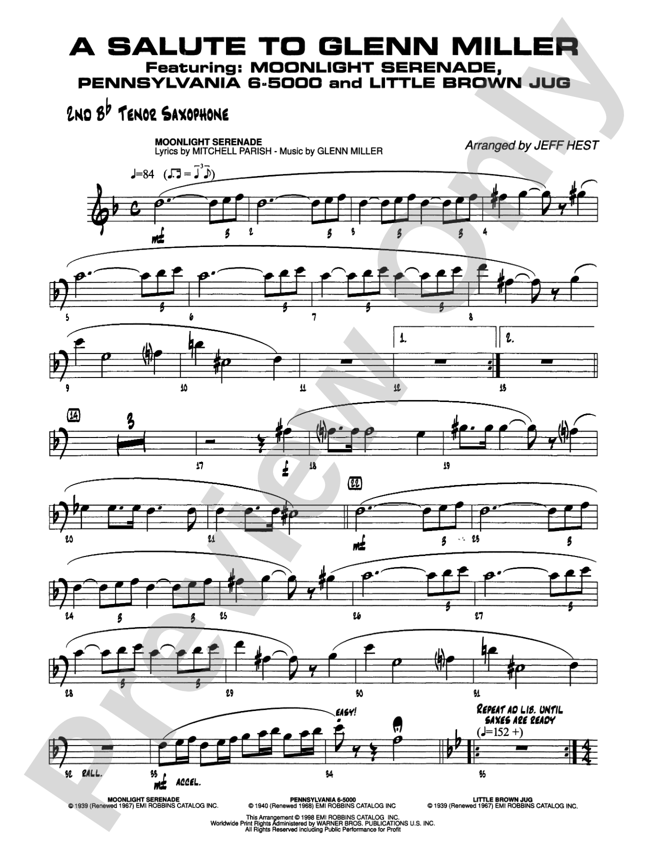 A Salute to Glenn Miller: 2nd B-flat Tenor Saxophone