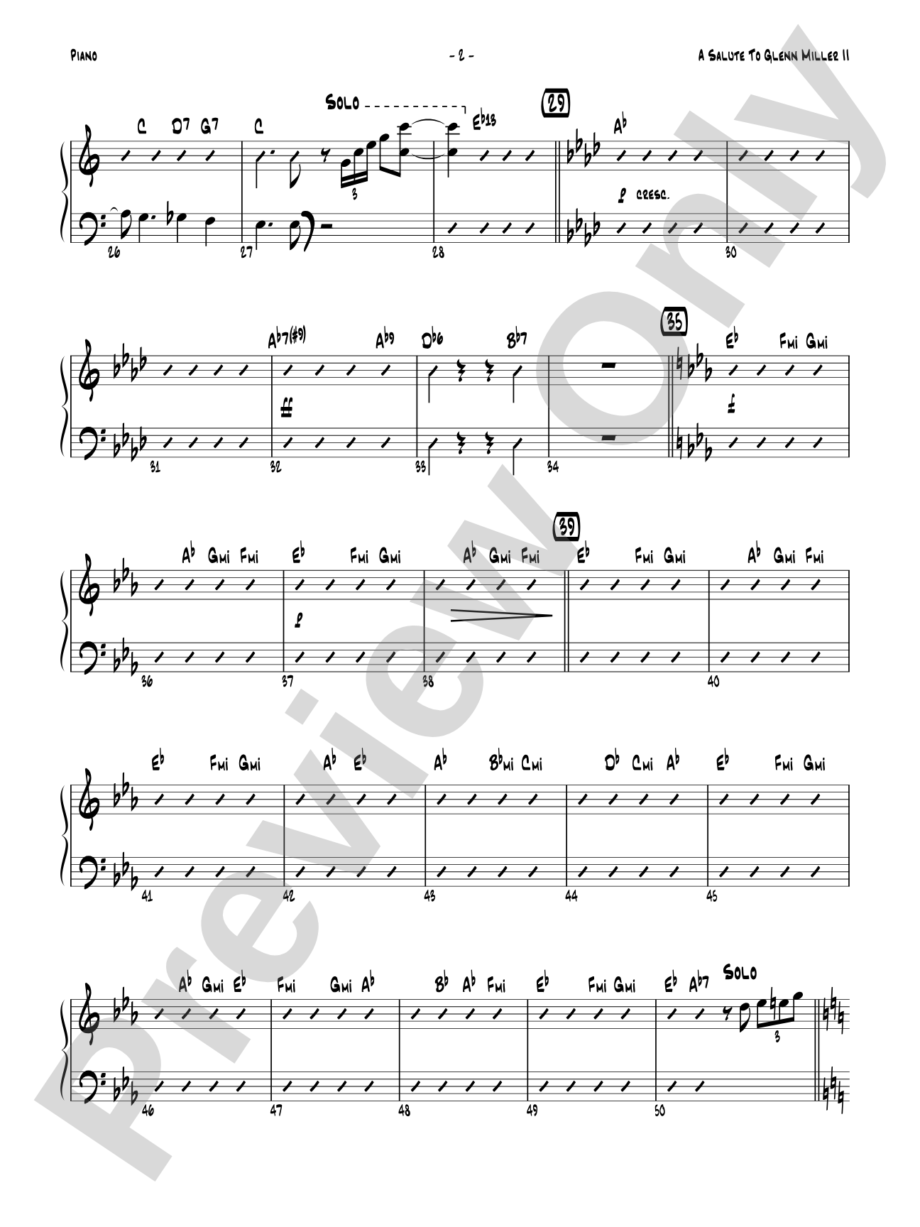 A Salute to Glenn Miller II: Piano Accompaniment