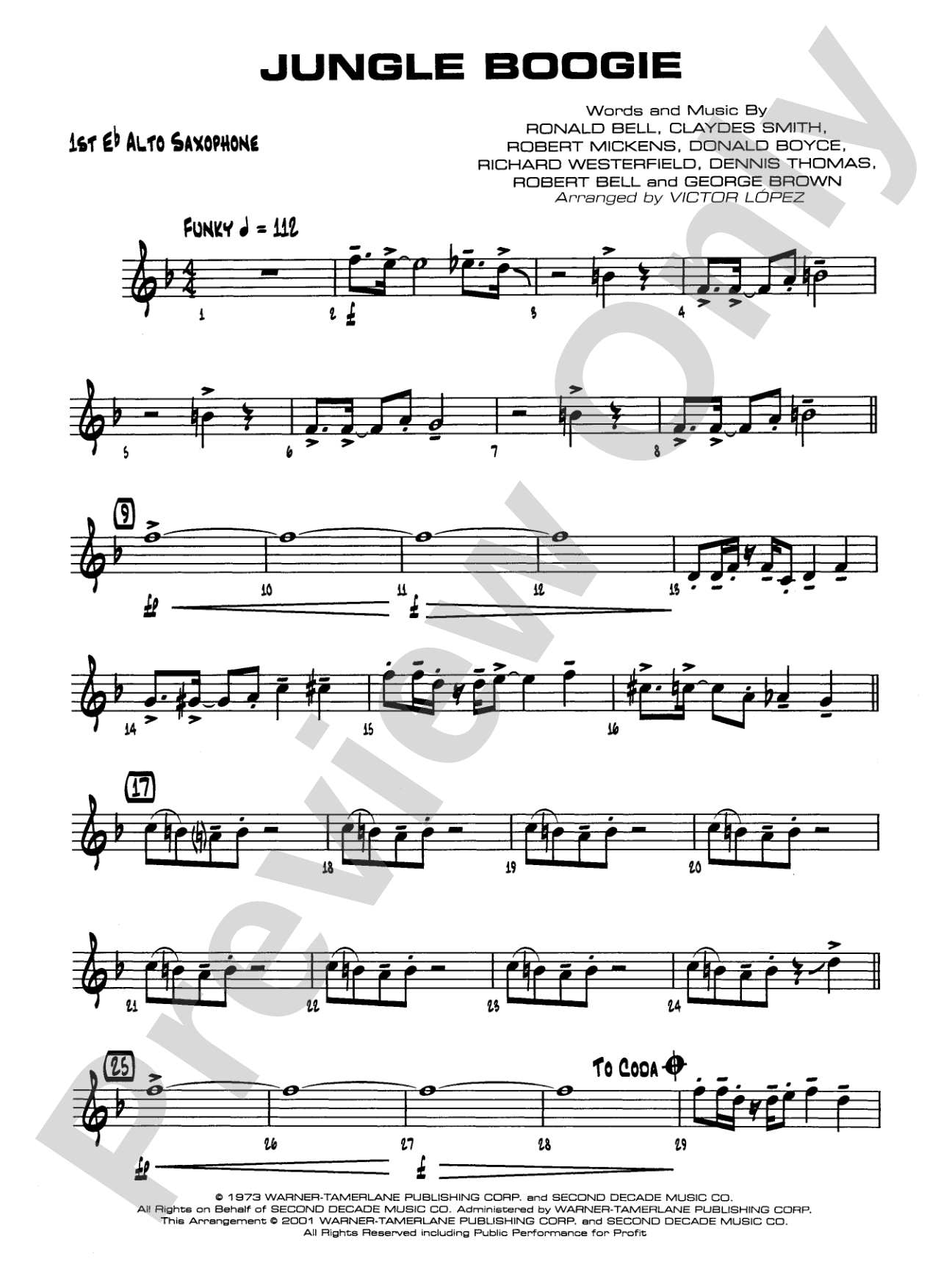 Jungle Boogie: E-flat Alto Saxophone