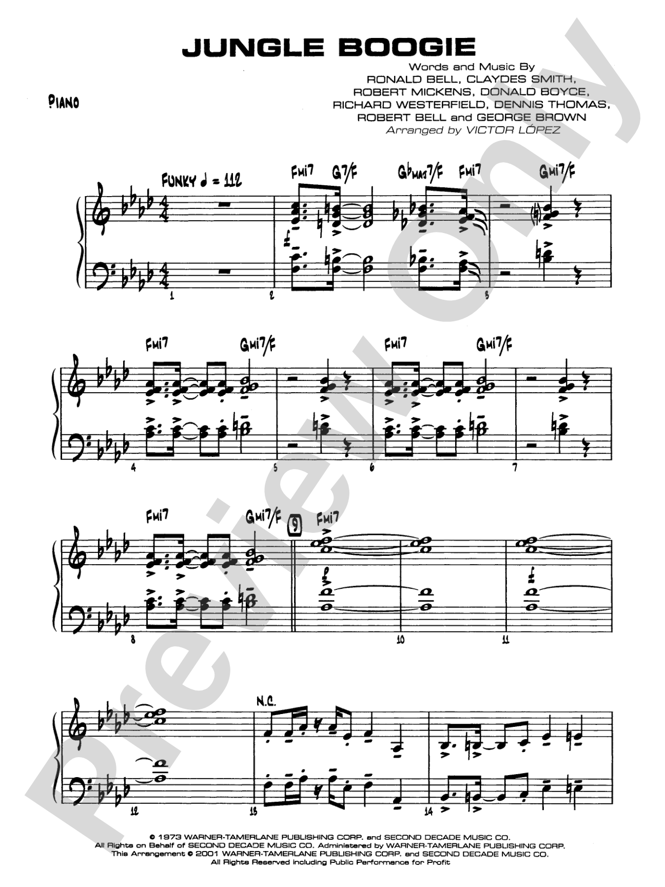 Jungle Boogie: Piano Accompaniment