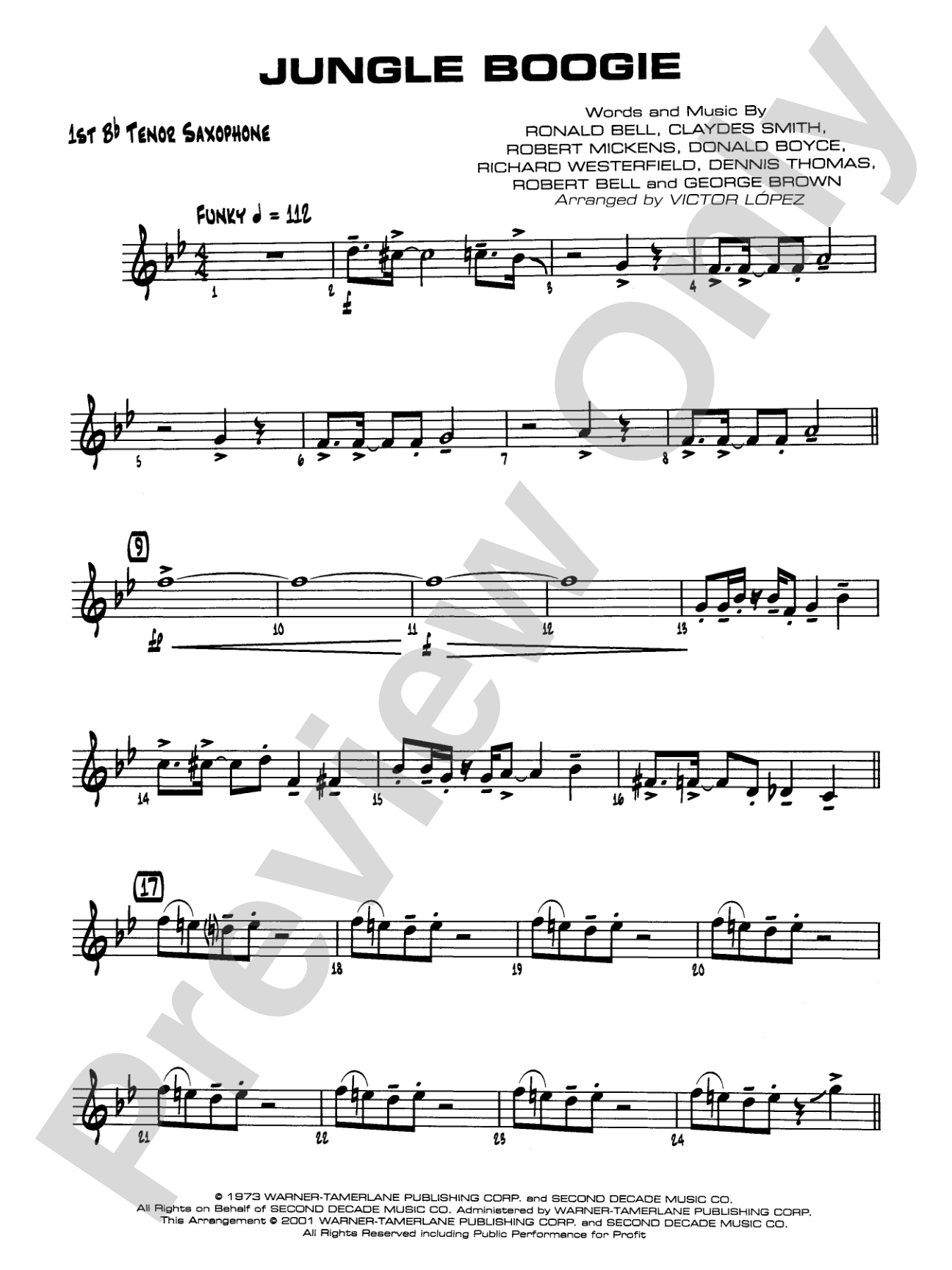 Jungle Boogie: B-flat Tenor Saxophone