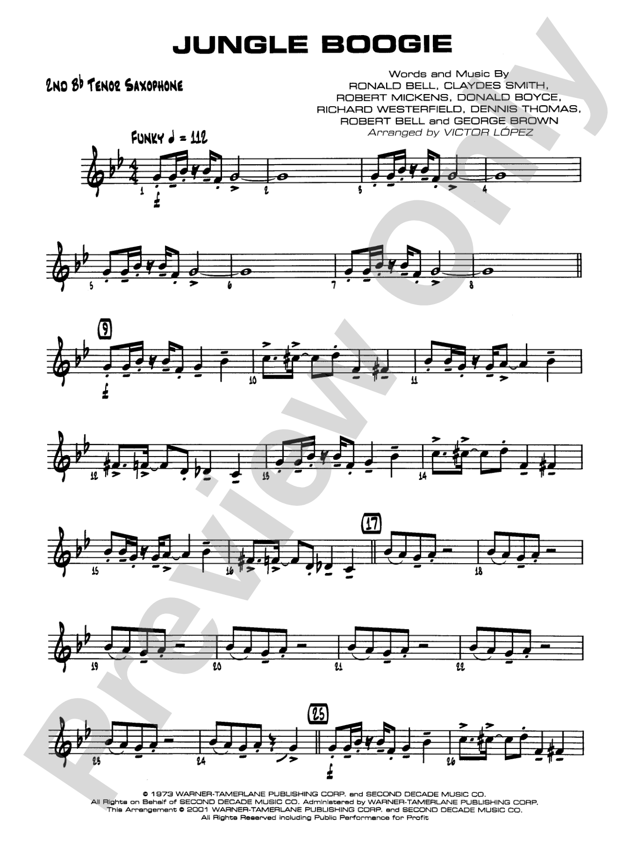 Jungle Boogie: 2nd B-flat Tenor Saxophone