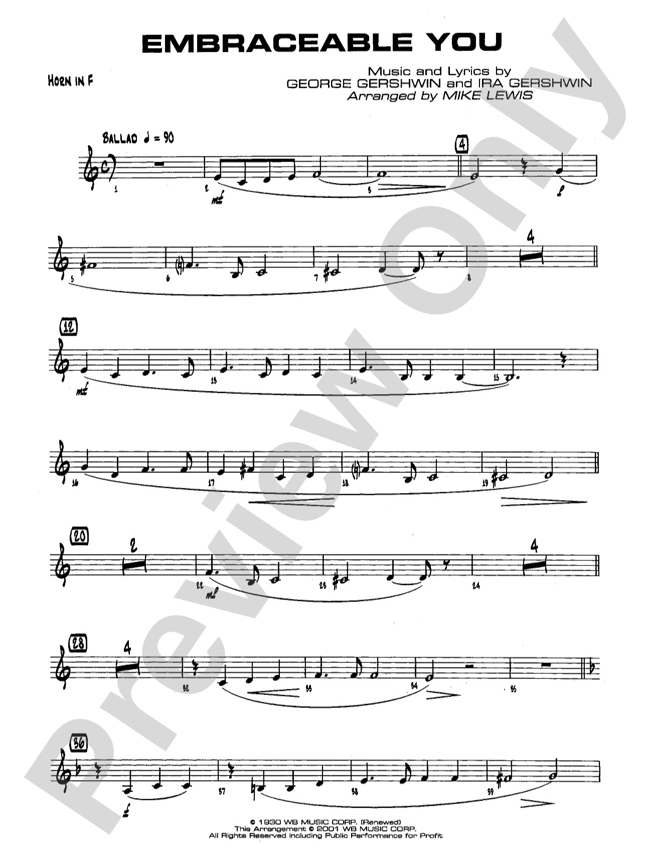 Embraceable You: 1st F Horn