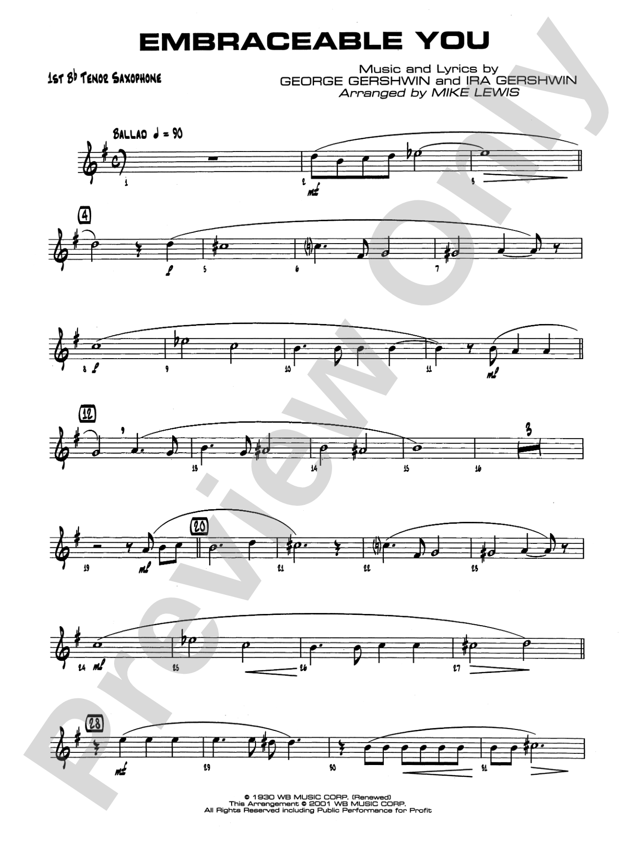 Embraceable You: B-flat Tenor Saxophone