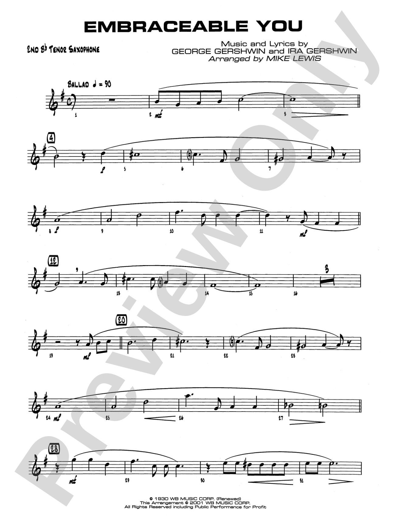 Embraceable You: 2nd B-flat Tenor Saxophone