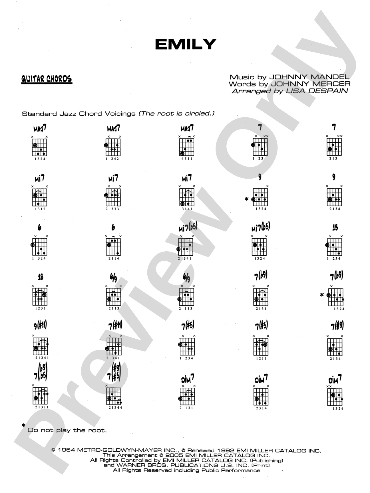 Emily: Guitar Chords
