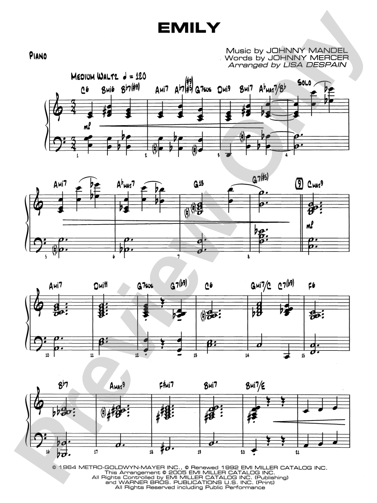 Emily: Piano Accompaniment