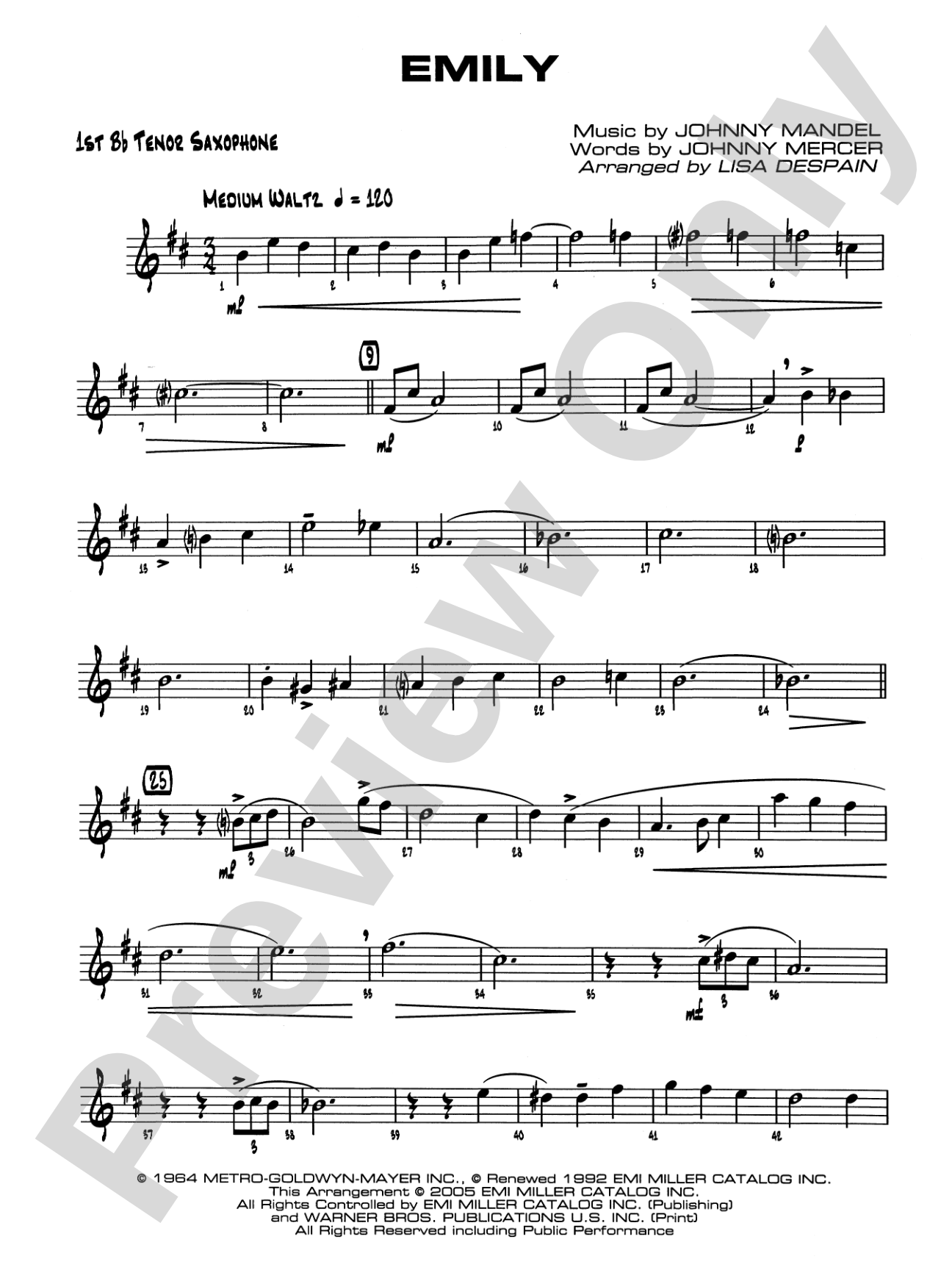 Emily: B-flat Tenor Saxophone