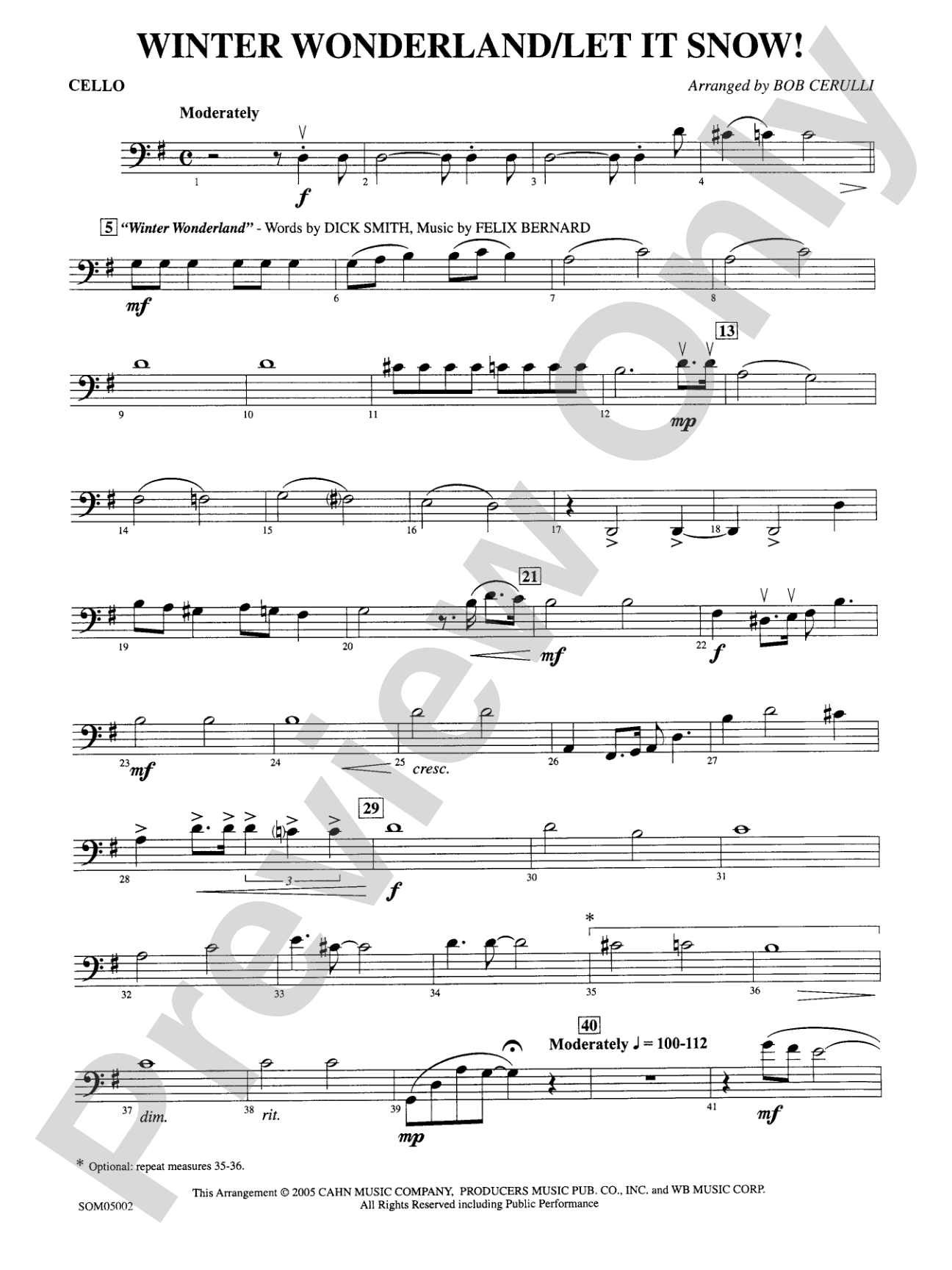 Winter Wonderland / Let It Snow!: Cello