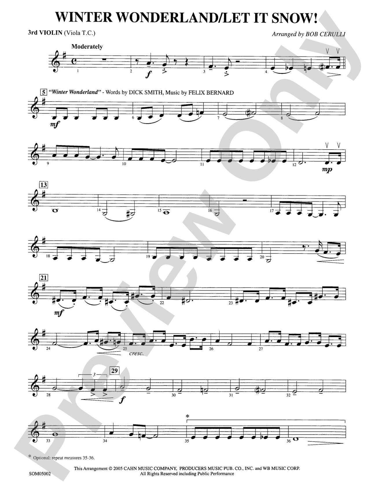 Winter Wonderland / Let It Snow!: 3rd Violin (Viola [TC])