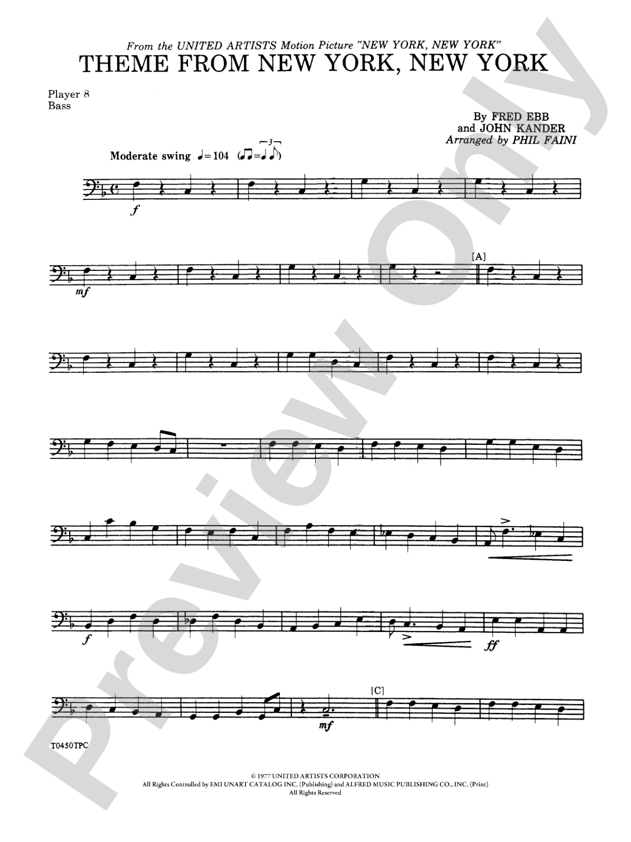 New York, New York, Theme from: String Bass