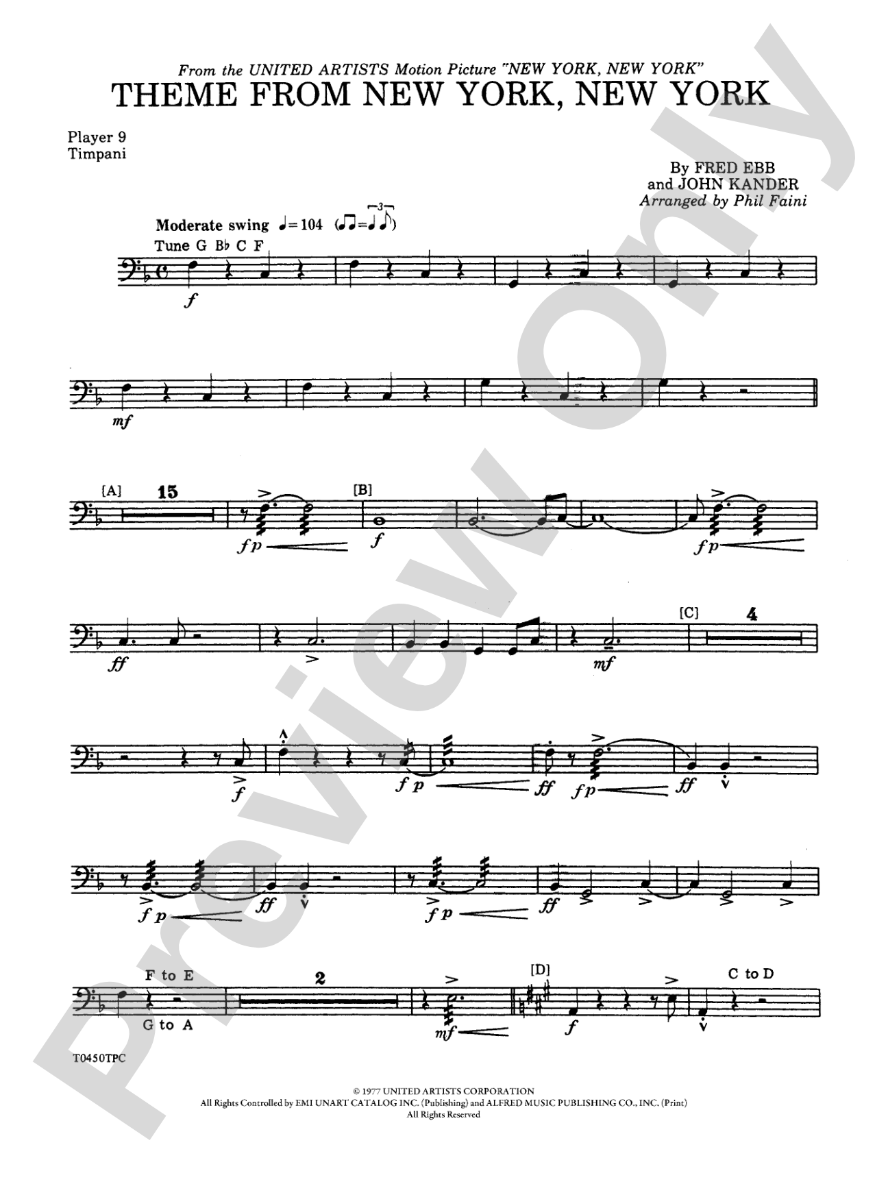 New York, New York, Theme from: Timpani