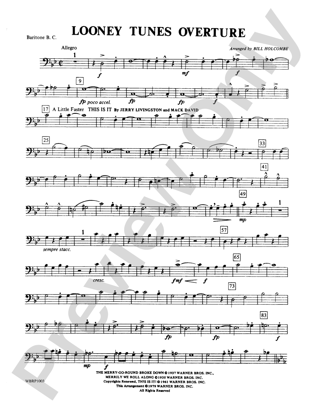 Looney Tunes Overture: Baritone B.C.