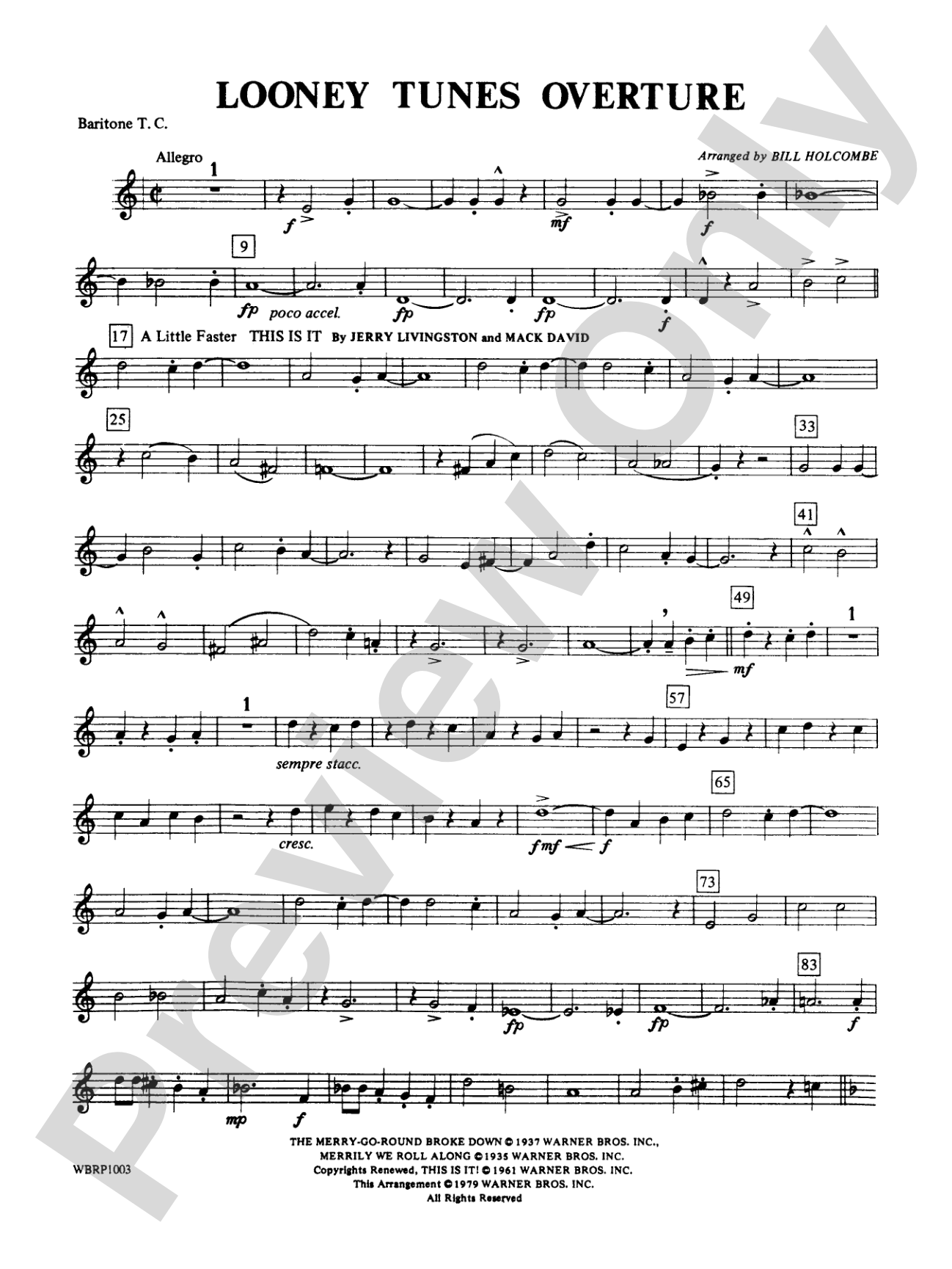 Looney Tunes Overture: Baritone T.C.