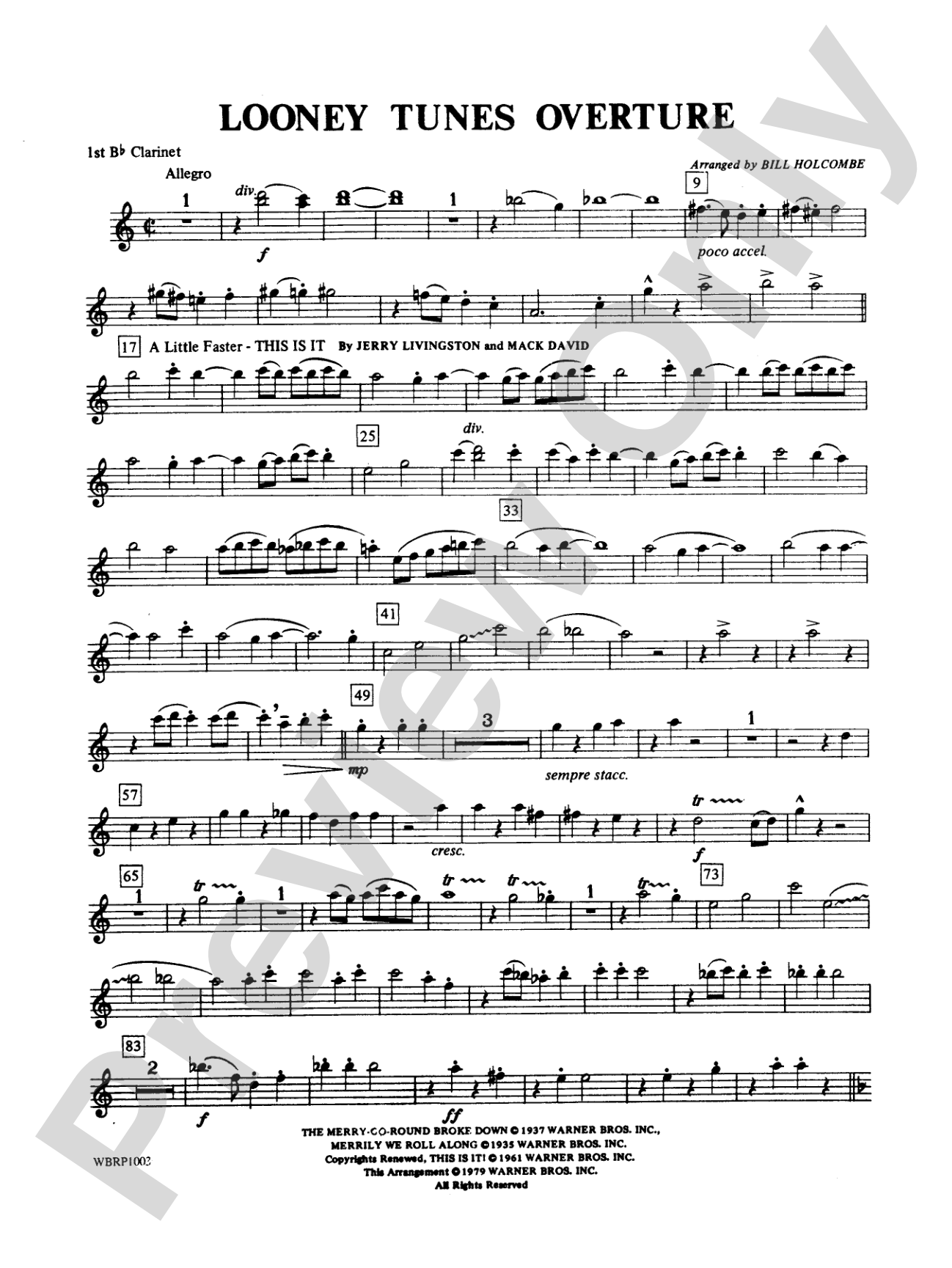 Looney Tunes Overture: 1st B-flat Clarinet