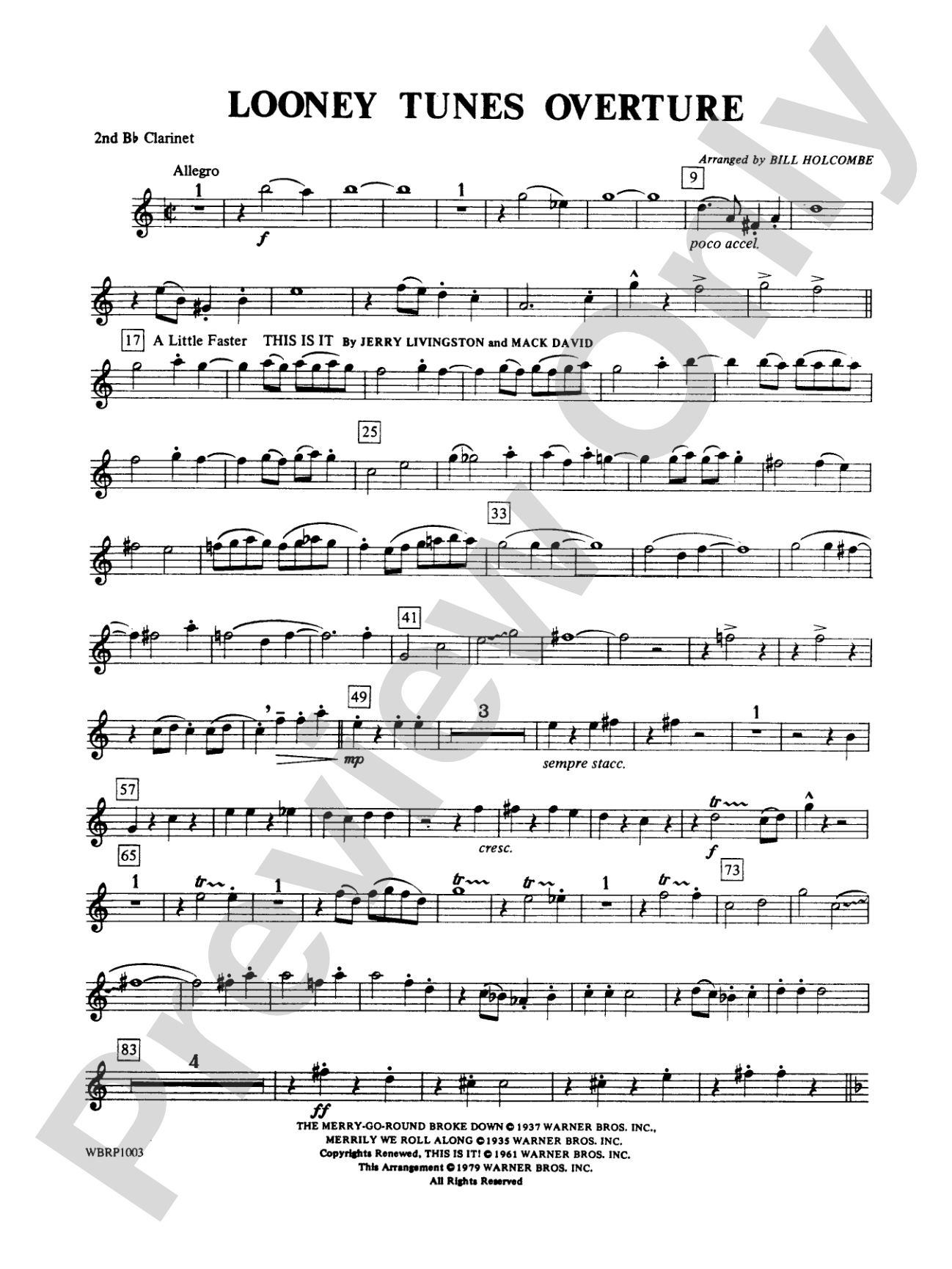 Looney Tunes Overture: 2nd B-flat Clarinet