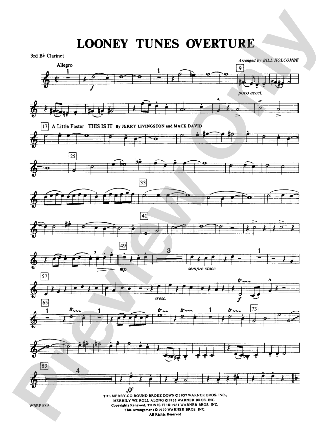 Looney Tunes Overture: 3rd B-flat Clarinet